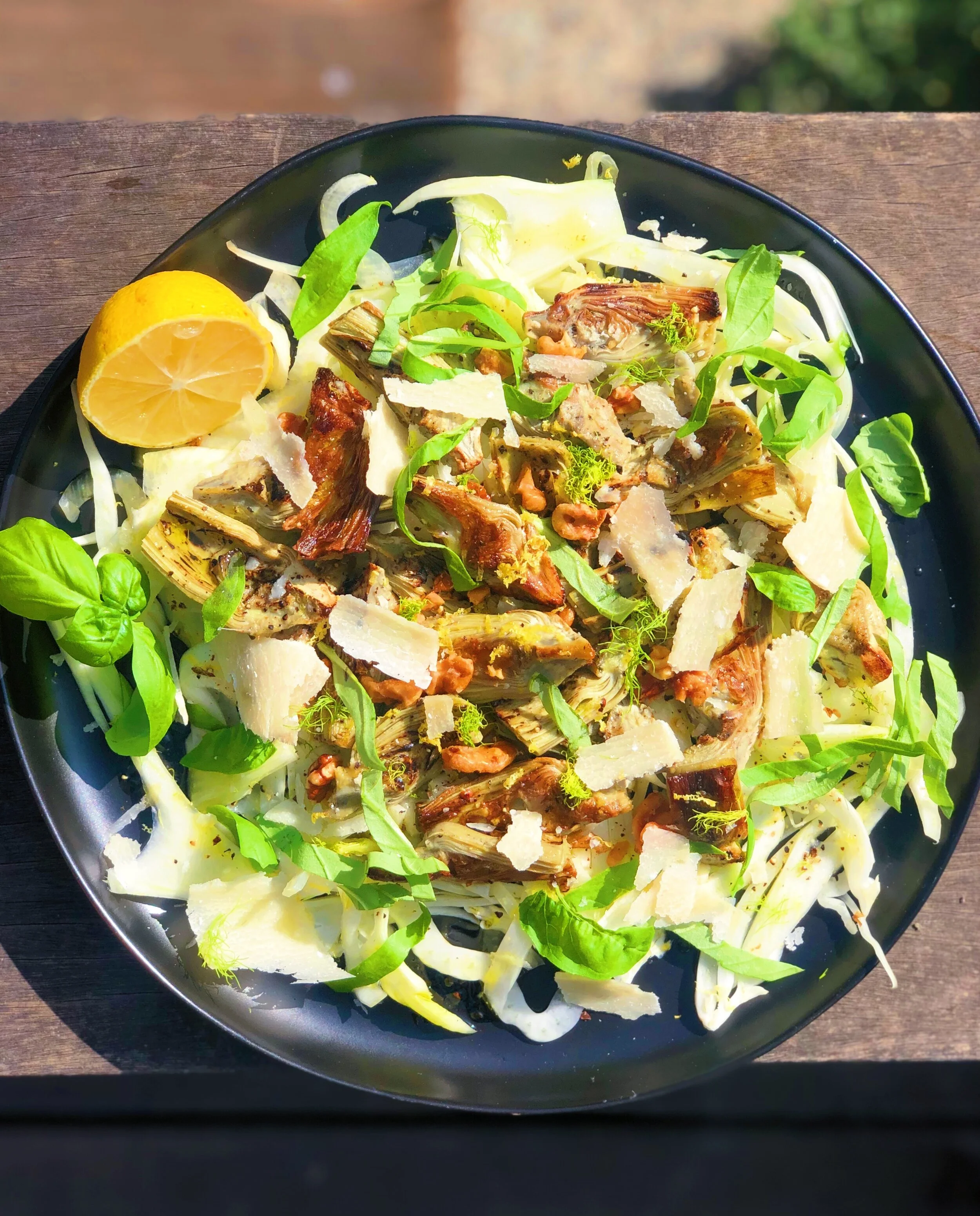 Shaved Fennel Salad with Roasted Artichokes