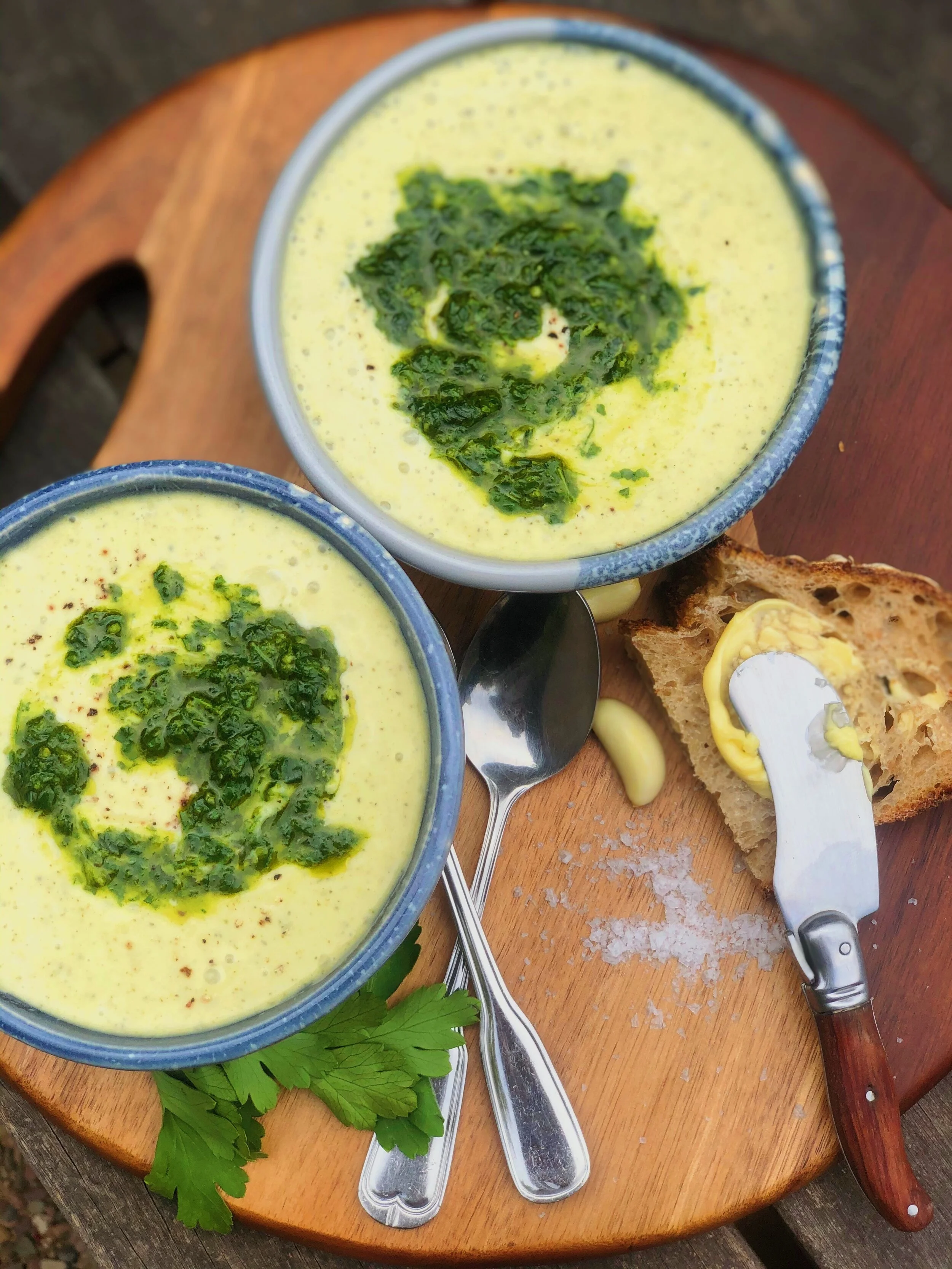 Creamy Zucchini Soup with Parsley Oil