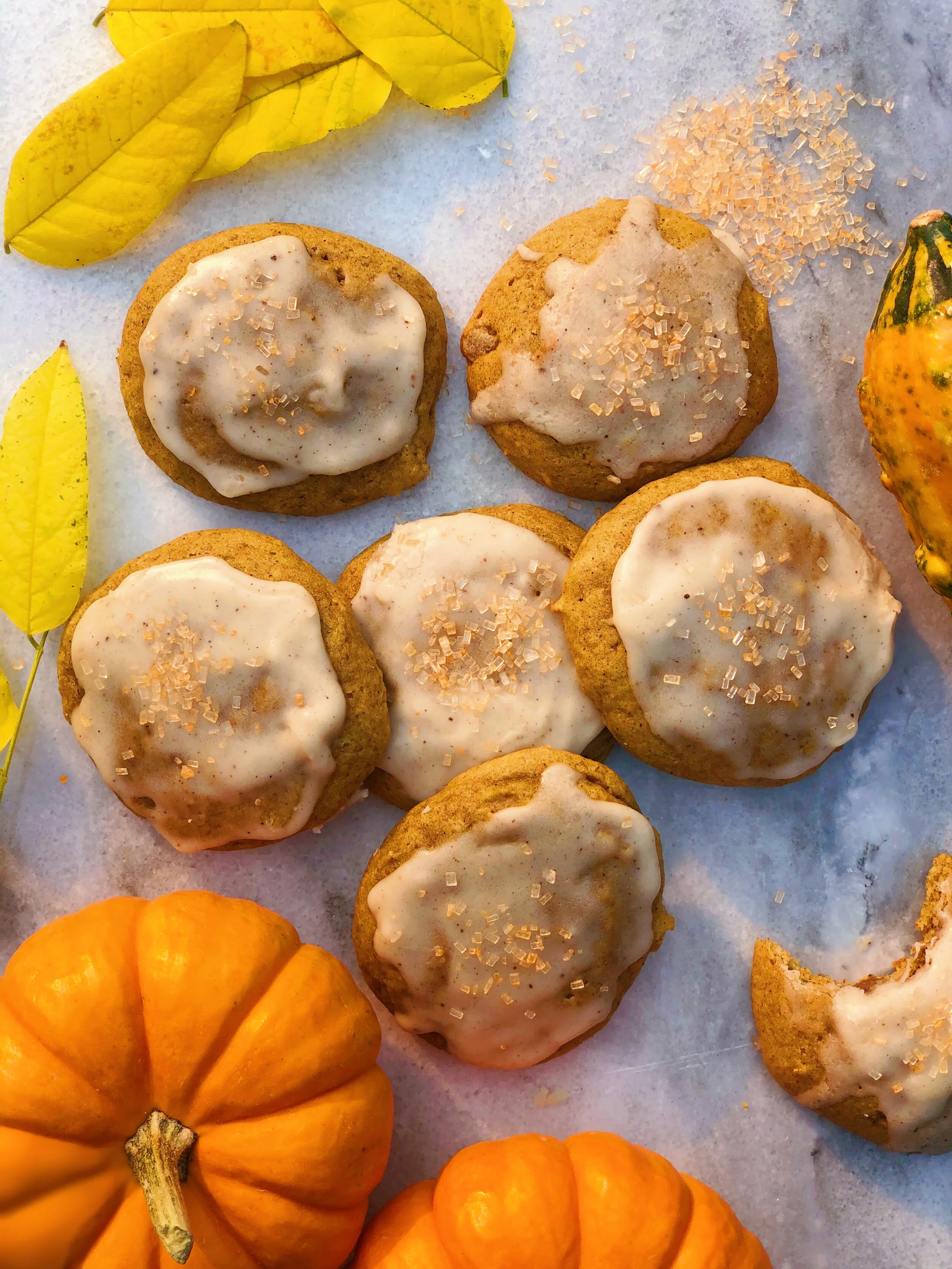 Rye Pumpkin Spice Cookies with Brown Butter Glaze