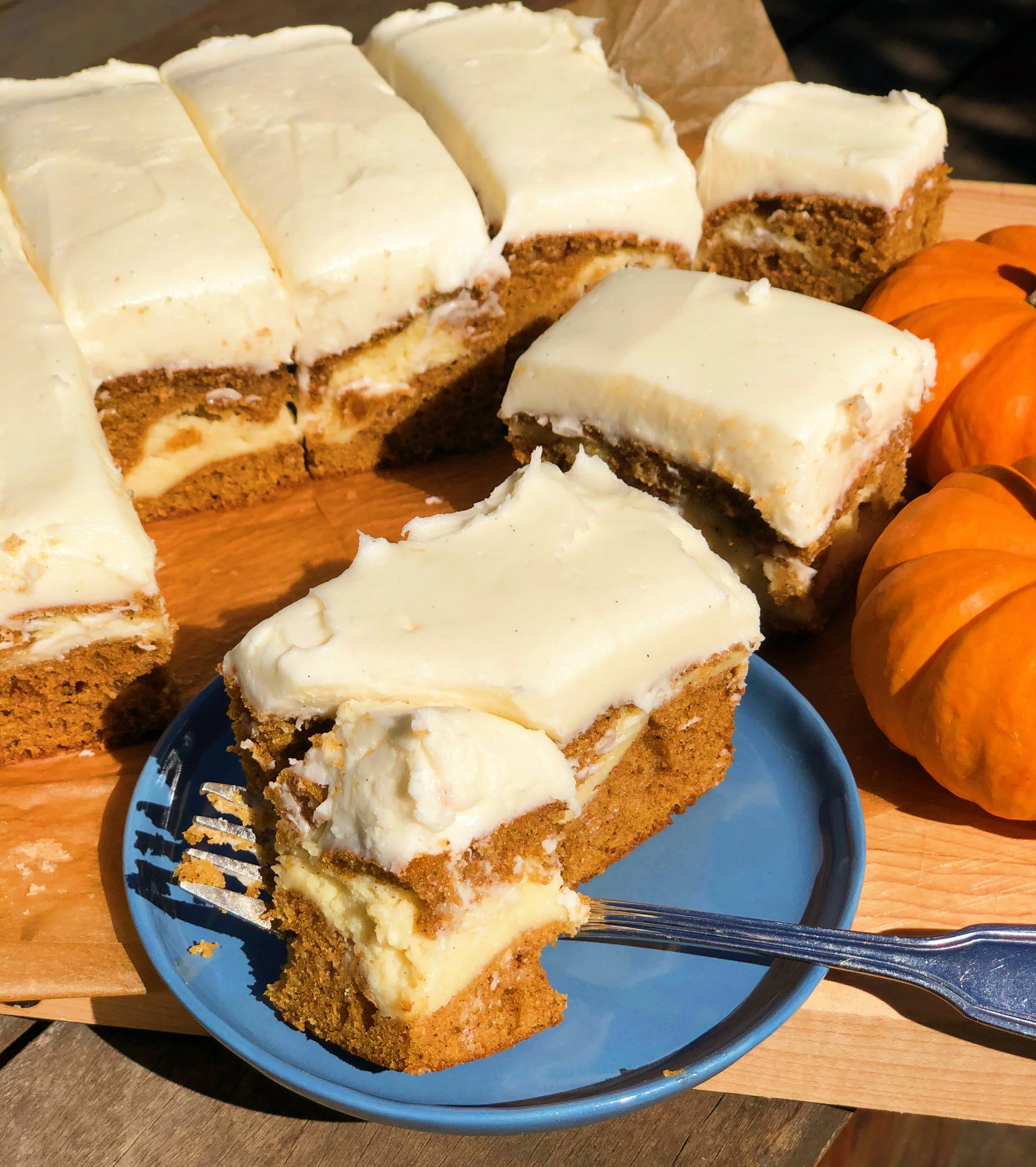 Pumpkin Ribbon Cake with Cream Cheese Frosting