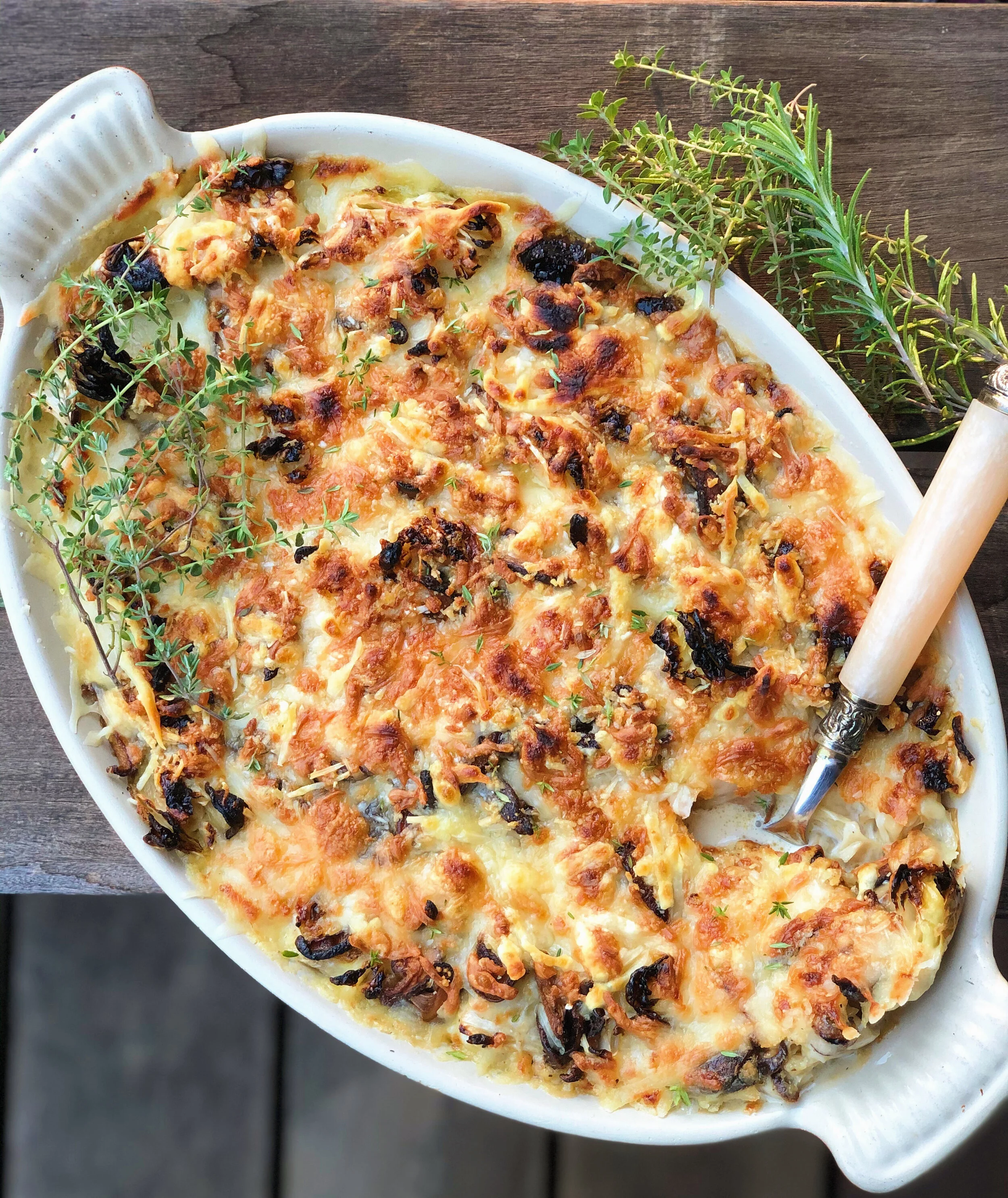 Cabbage and Fennel Gratin with Shiitakes and Thyme