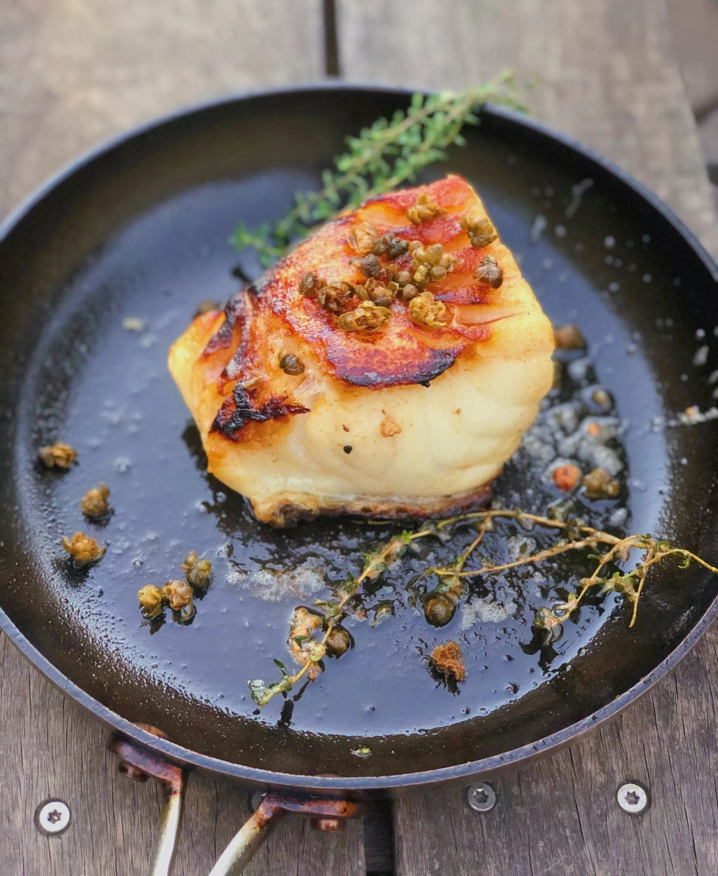 Seared Chilean Sea Bass with Crispy Capers