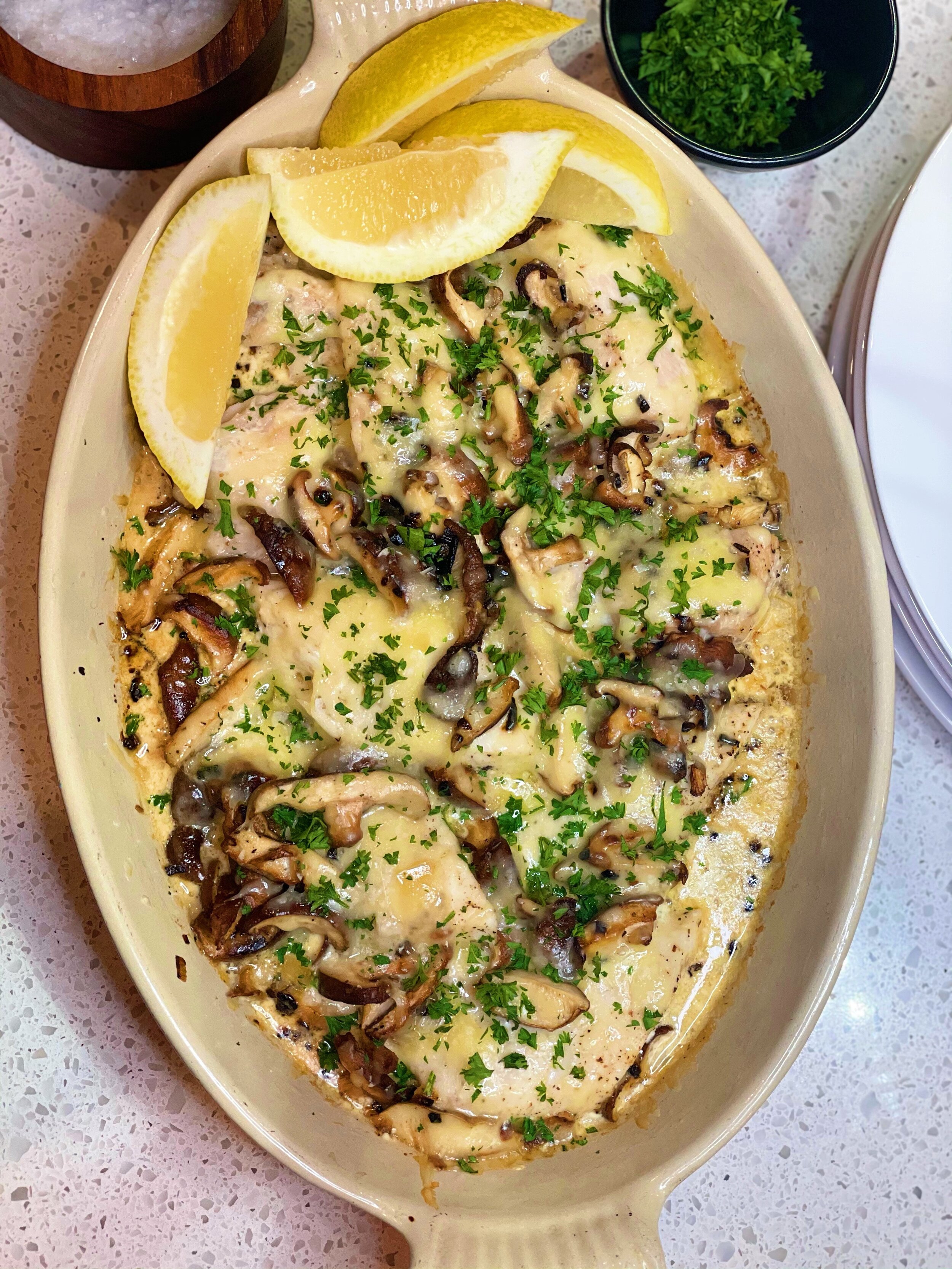 Oven Baked Cod Filets with Mushrooms