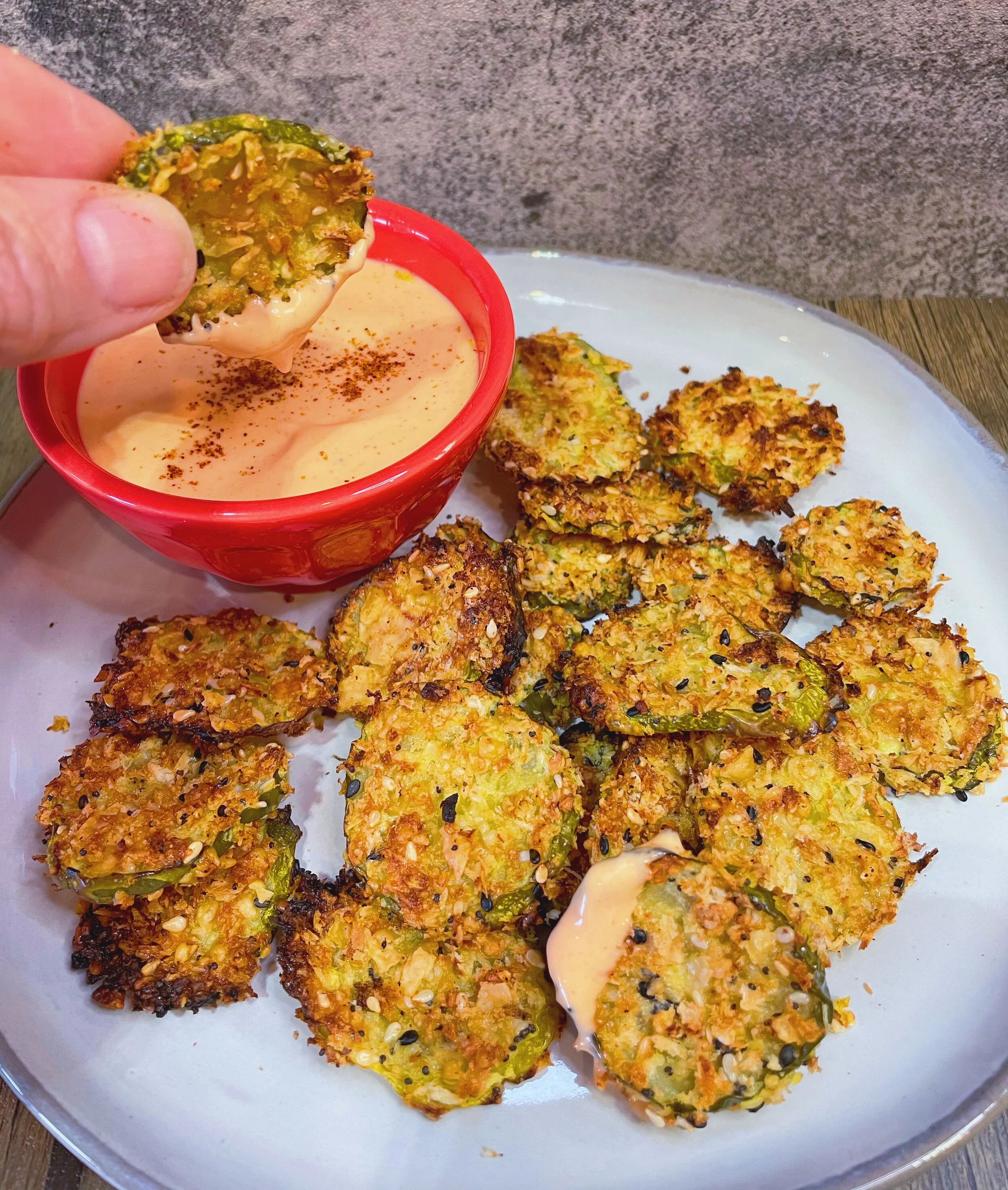 Everything Air Fryer Pickles with Spicy Mayo
