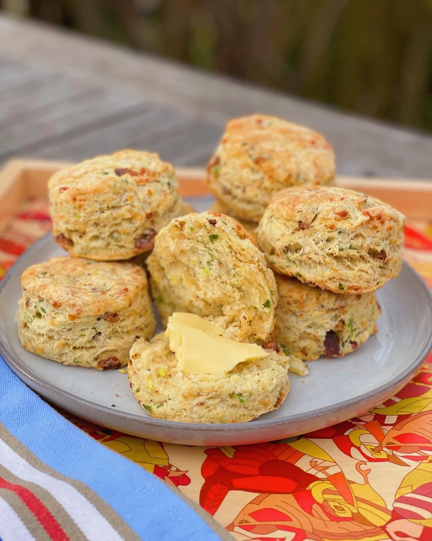 Cheesy Black Pepper Bacon Biscuits