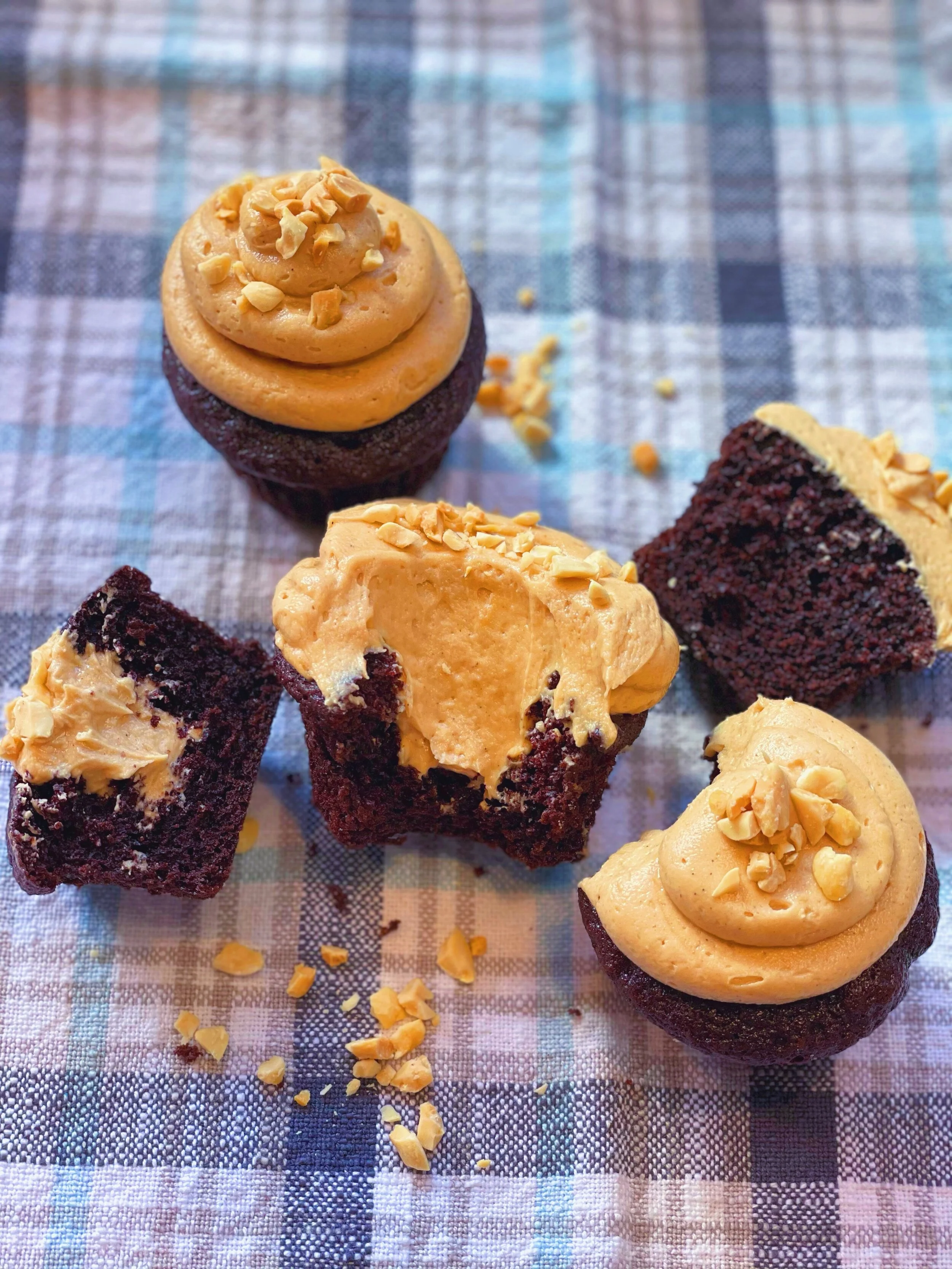 Dark Chocolate Cupcakes with Peanut Butter Frosting