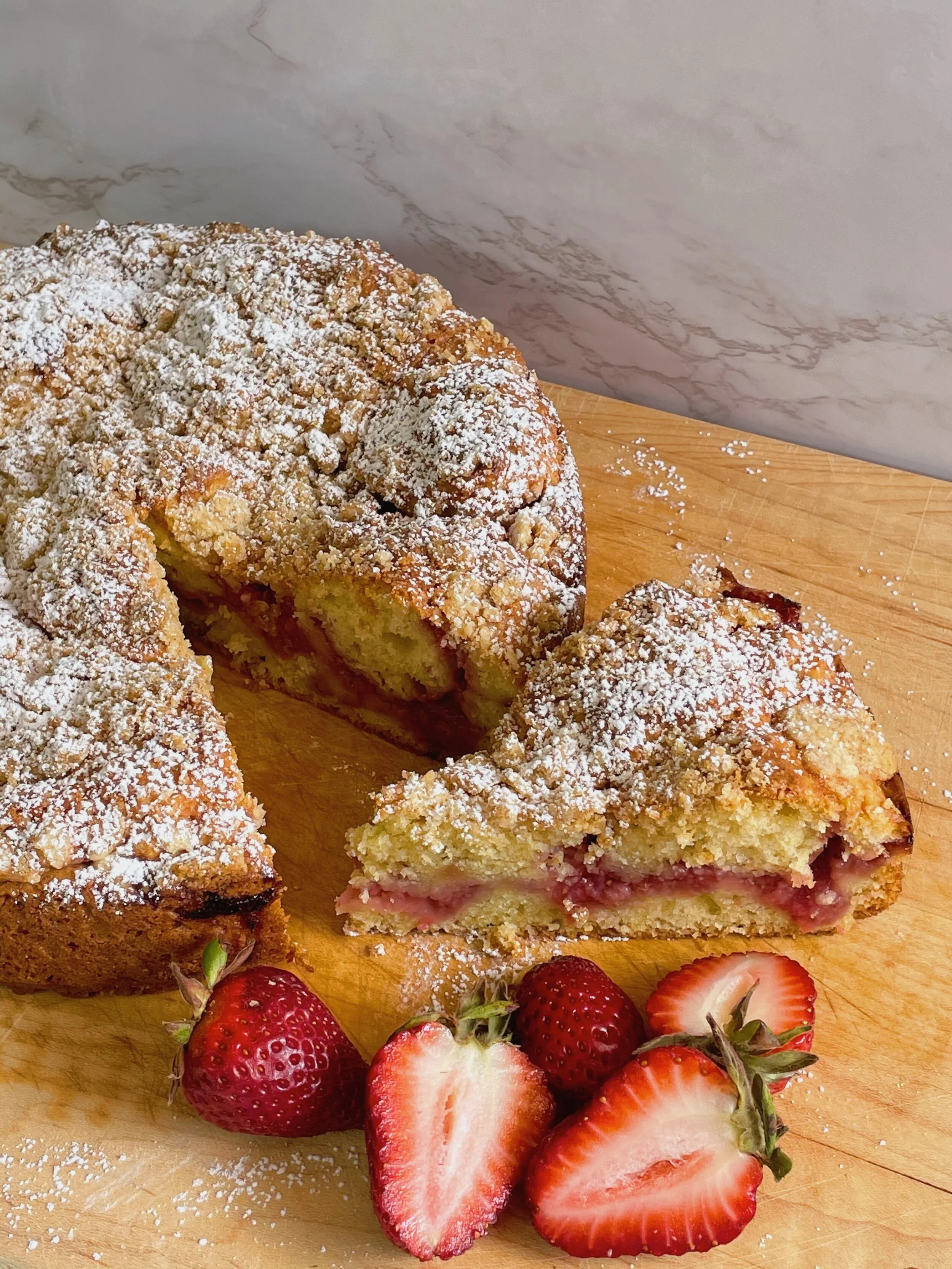 Strawberry Sour Cream Streusel Cake