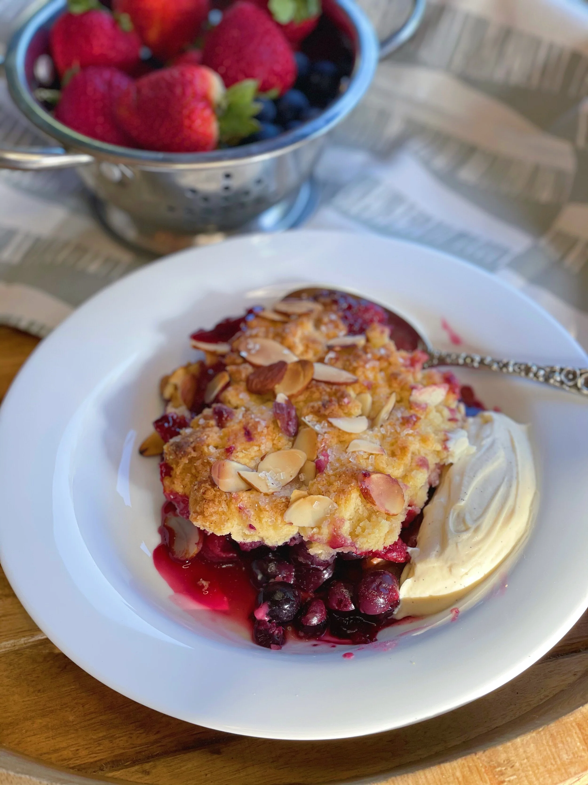 Mixed Berry Cobbler with Almonds