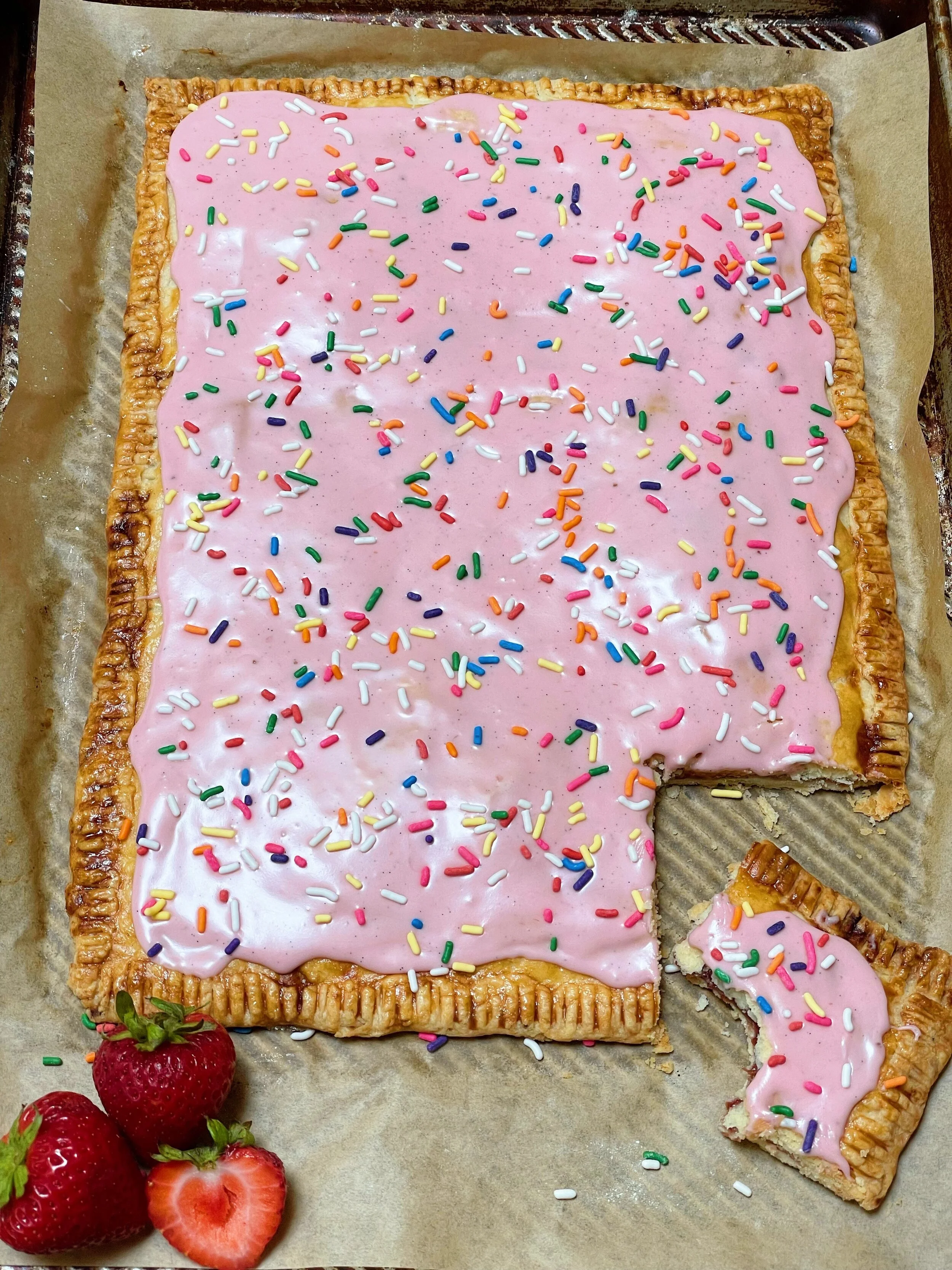 Giant Strawberry Poptart Jam Tart