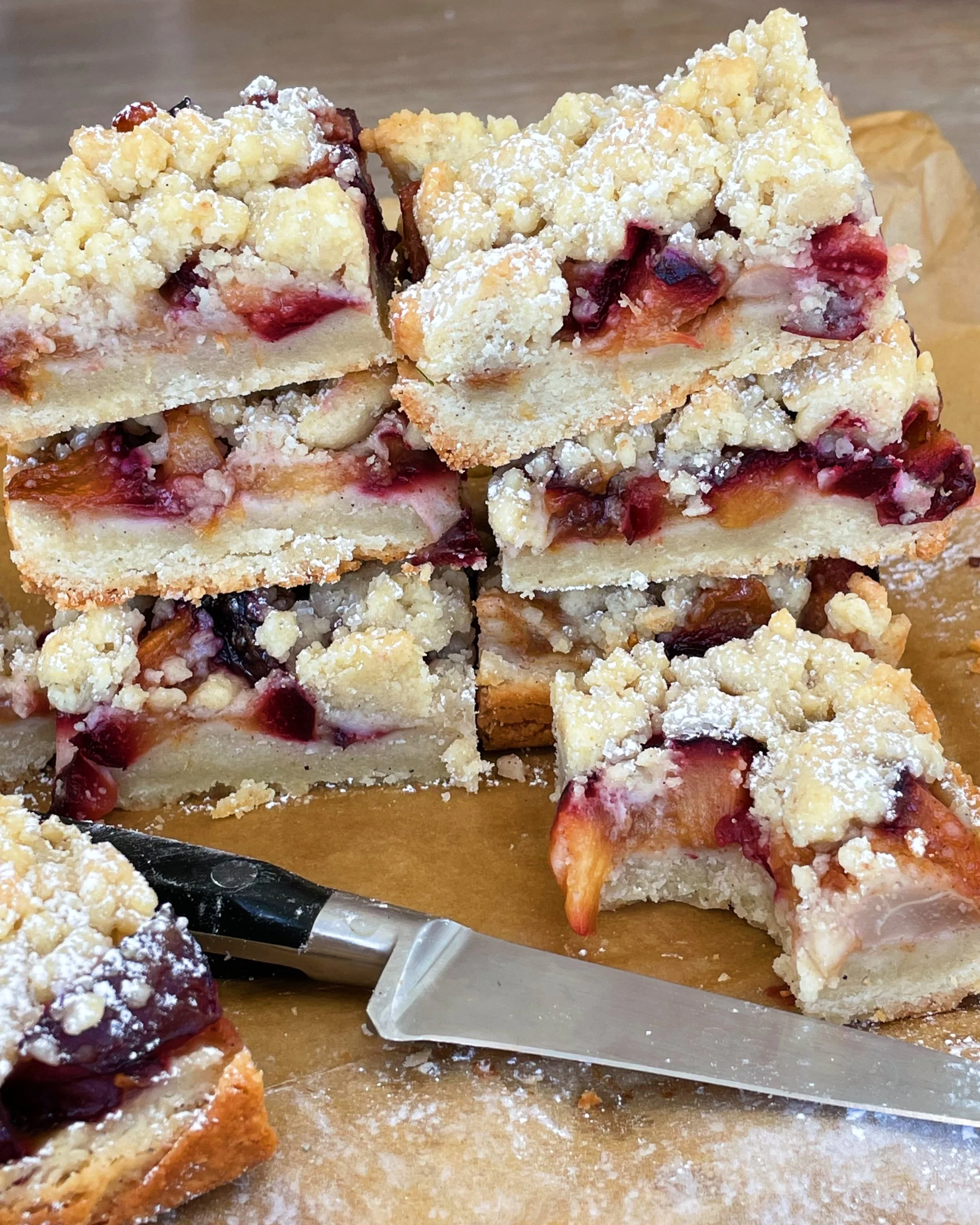 Plum Pear Cardamom Bars