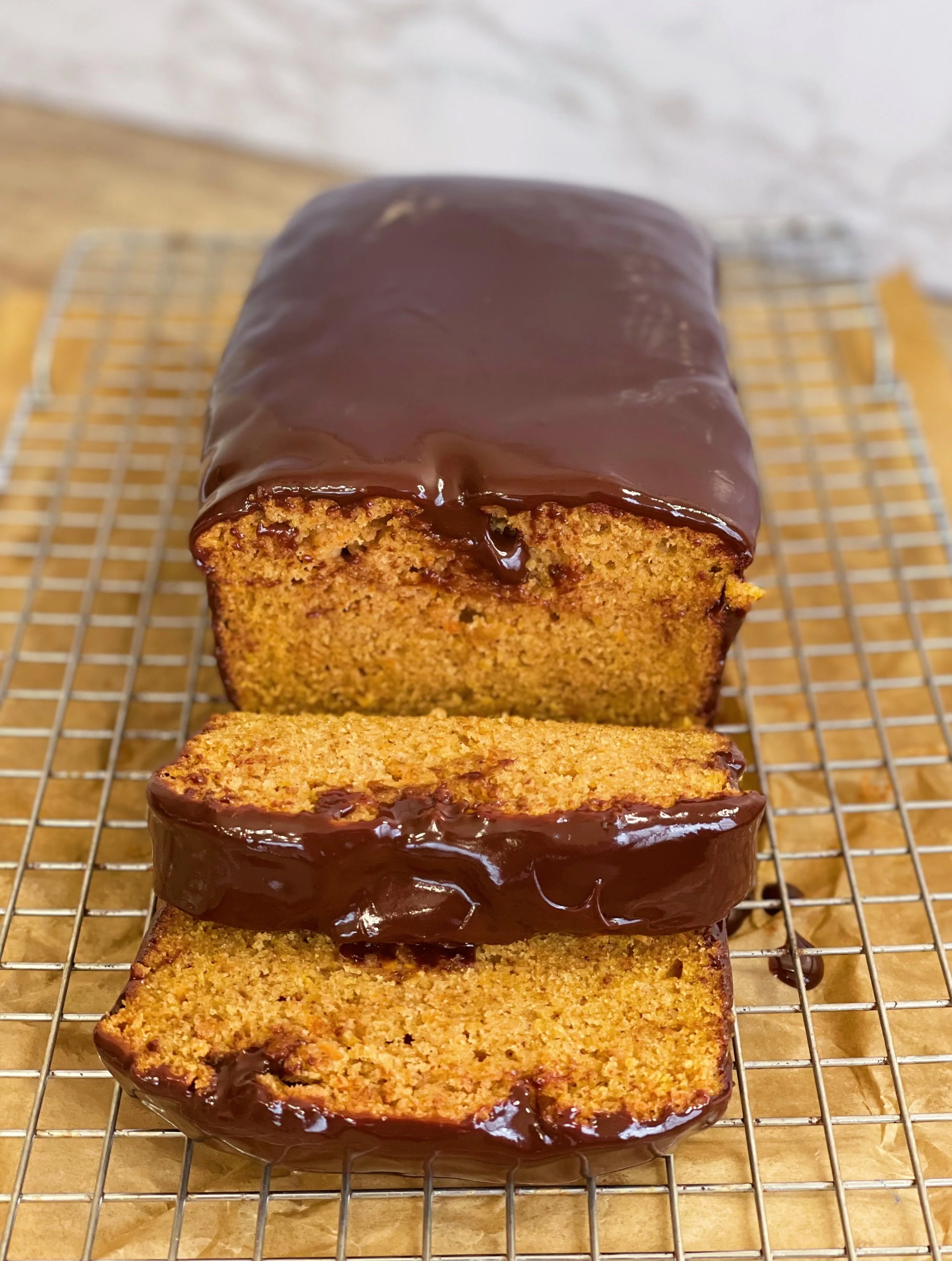 Bourbon Sweet Potato Bread with Chocolate Ganache