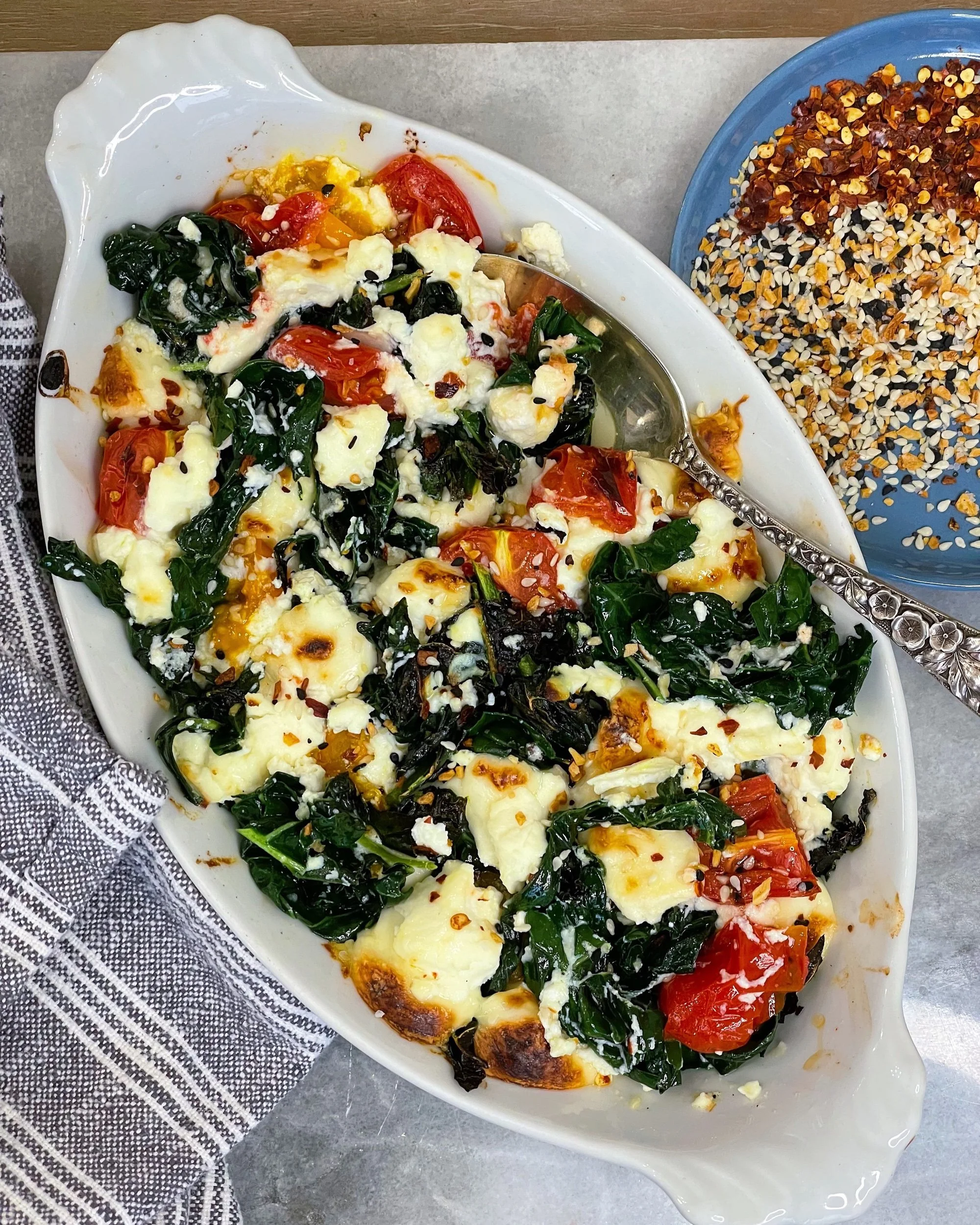 Cheesy Kale Gratin with Tomatoes
