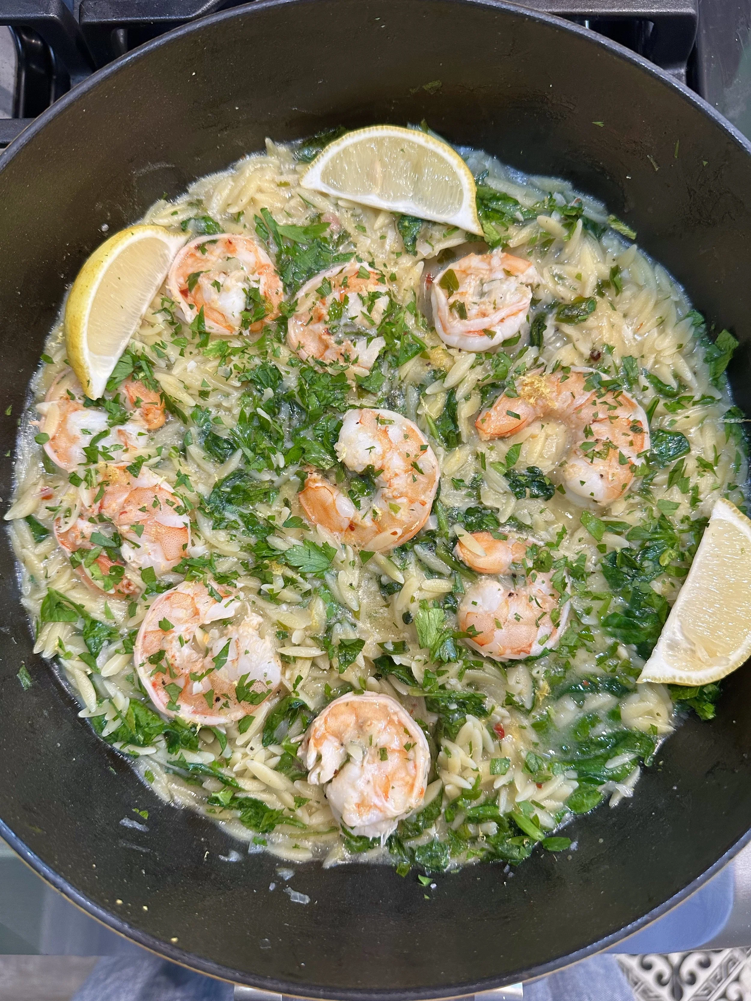 One-Pan Garlic Lemon Butter Shrimp with Orzo