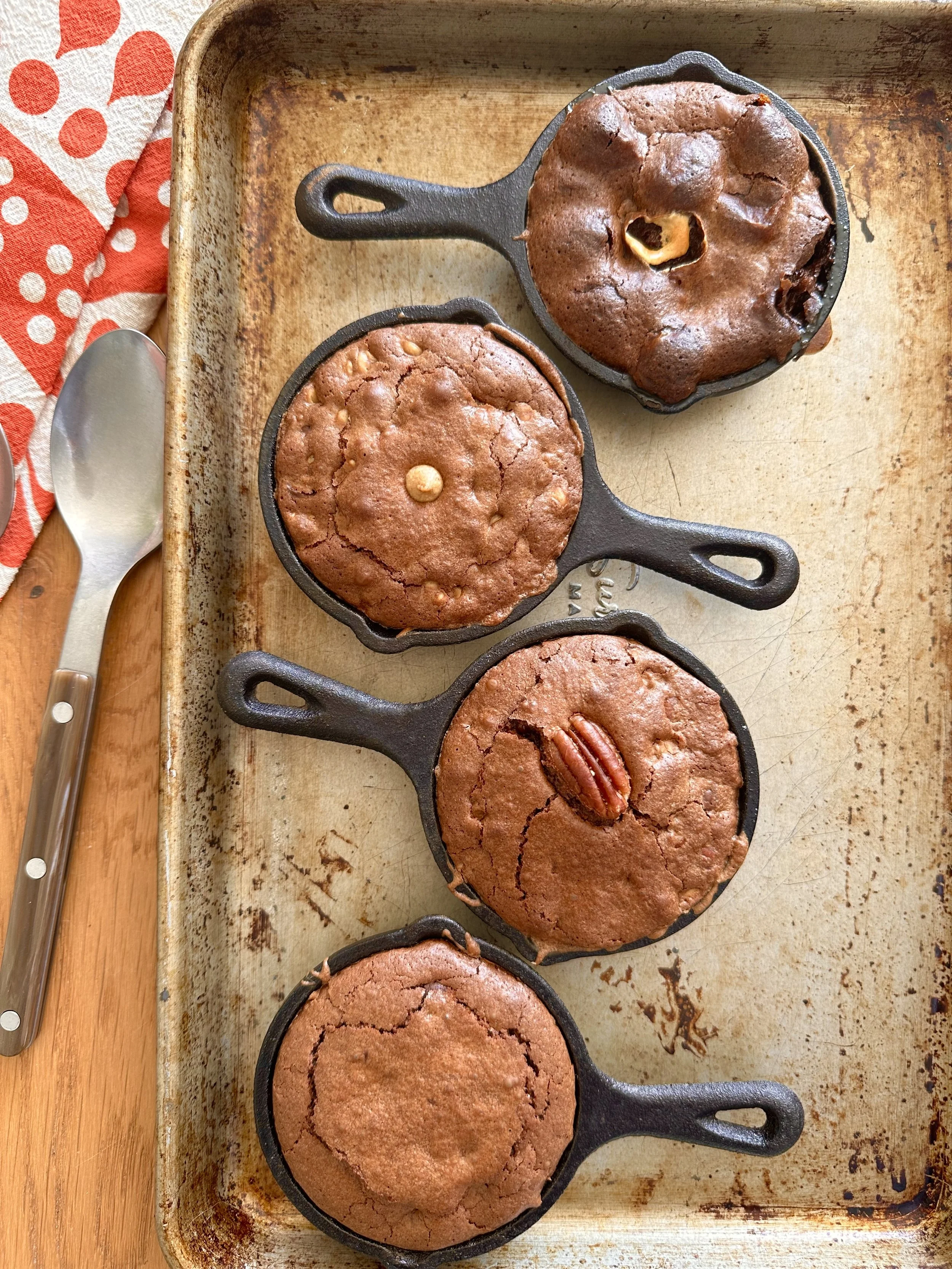 Mini Skillet Brownies 4 Ways