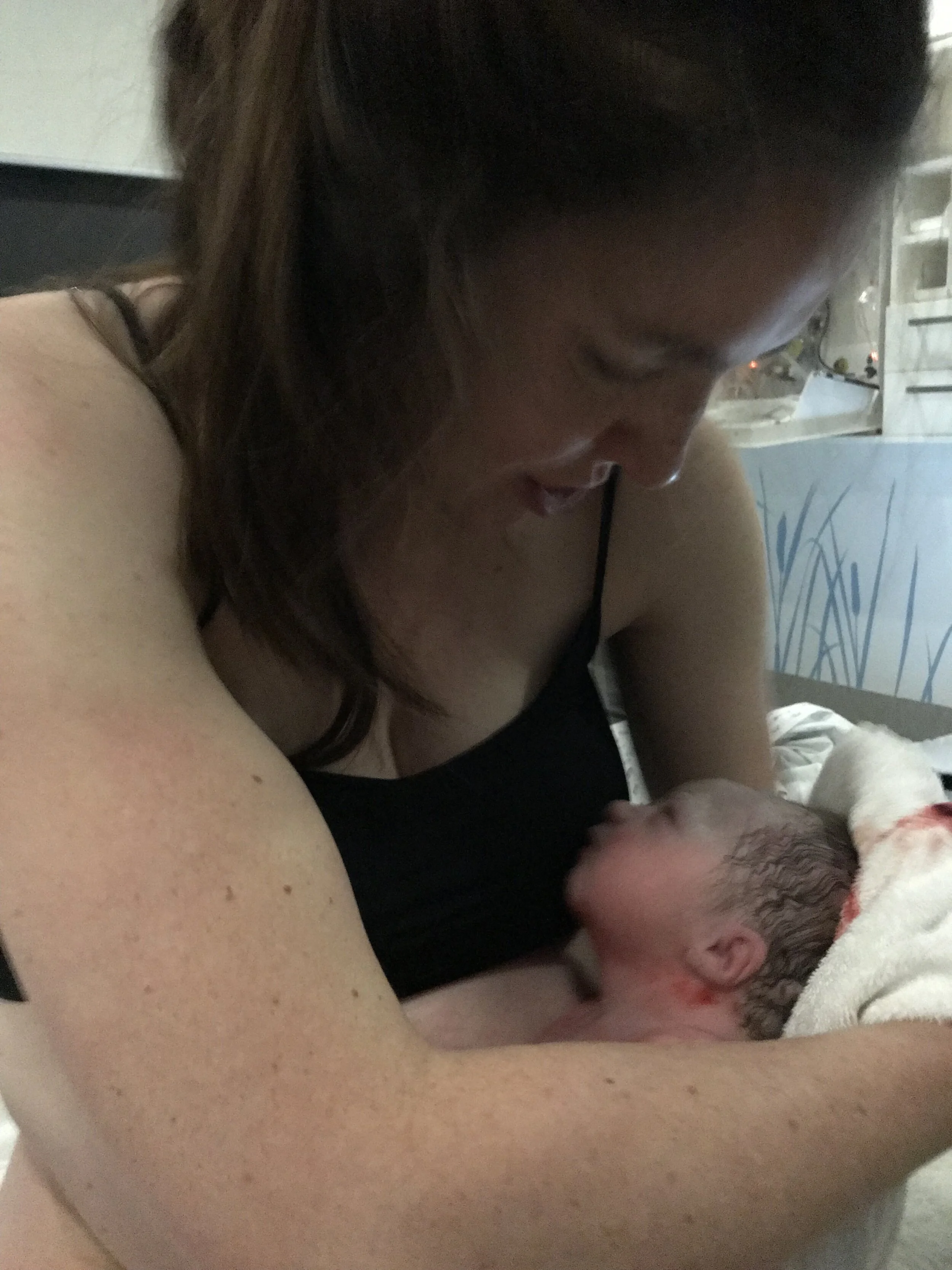 Megan and Audrey seconds after birth. Photo supplied by Megan.
