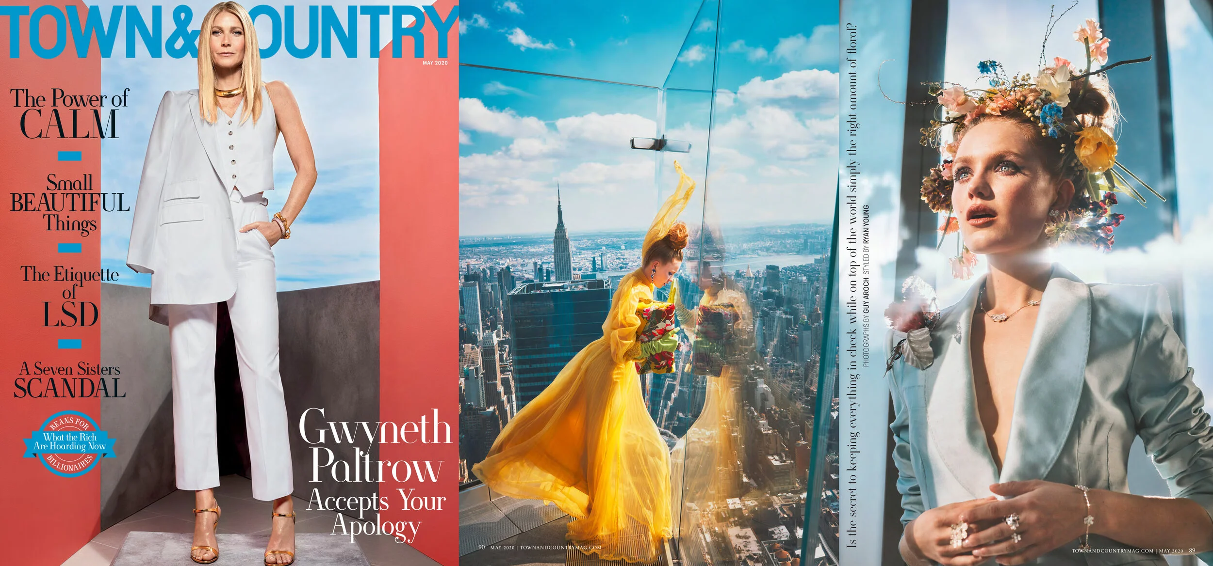 May 2020, Town & Country Magazine (US). Actor Hadley Robinson wearing Nigel O’Reilly high-jewelry, NYC. Photographs by Guy Aroch, Styled by Ryan Young