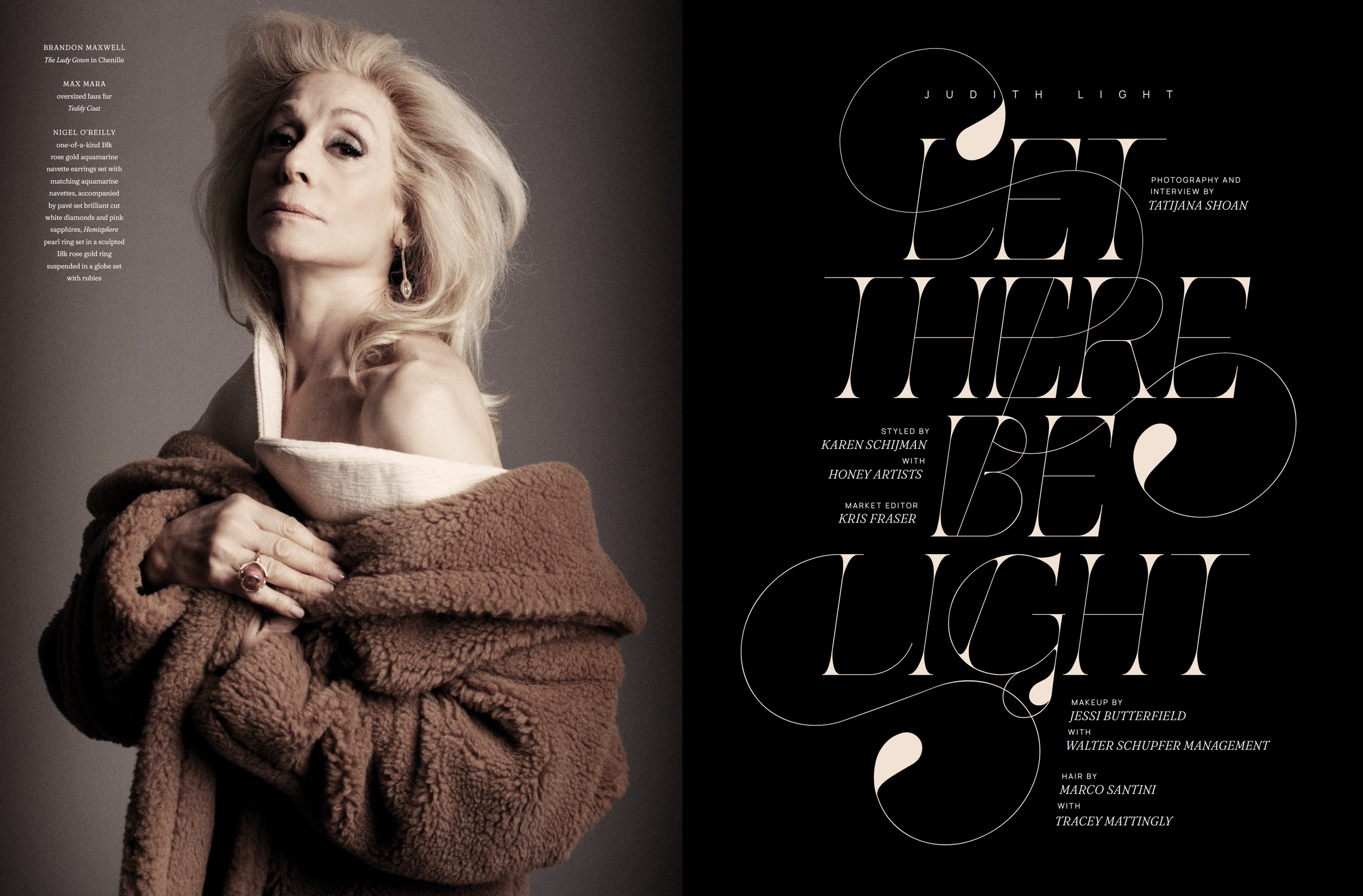 Judith light wearing Nigel O'Reilly custom-made bespoke jewelry