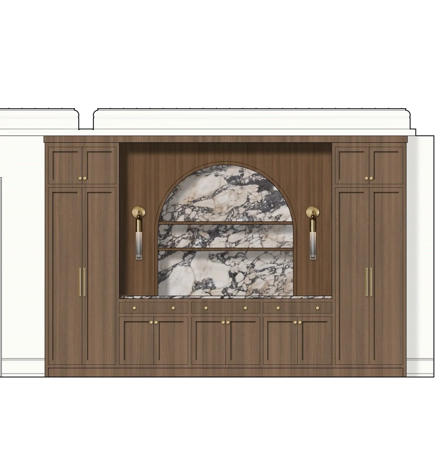 Custom walnut breakfast room built-in progression through my iPhone pics at our Westport project 
Rendering ➡️ finished product