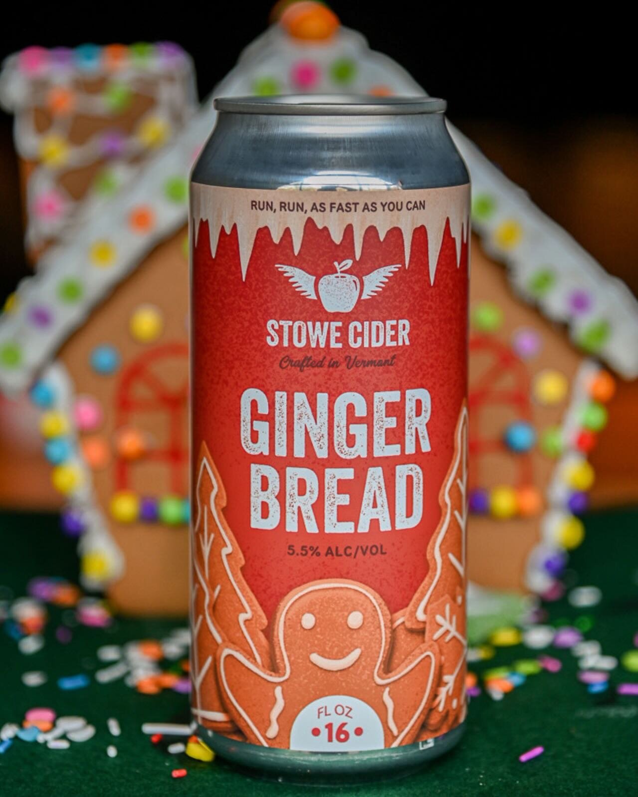 Run, run as fast as you can. Gingerbread is back just in time for all your holiday cider-sipping needs. This semi-dry, 5.5% cider is a blend of fresh-pressed apples, molasses, cloves, ginger, and a touch of sweet cider. It's warm, spiced and the perf