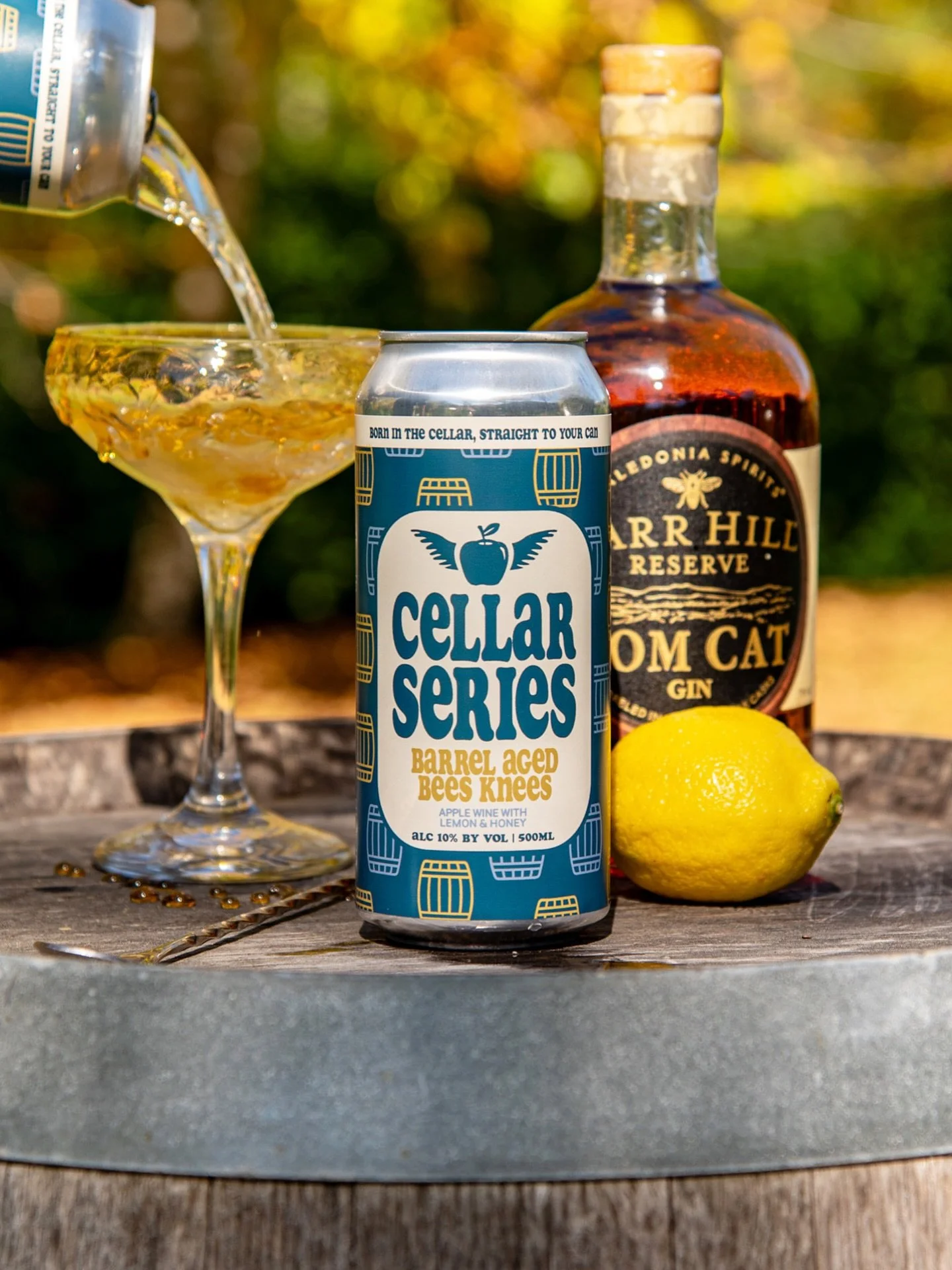 The bees have been busy in our cellar. Meet the latest in our Cellar Series: Barrel Aged Bees Knees 🐝

A semi-dry cider aged in Tom Cat Gin barrels and finished with lemon + honey for a nod to the classic Bees Knees cocktail. It&rsquo;s silky, warm,
