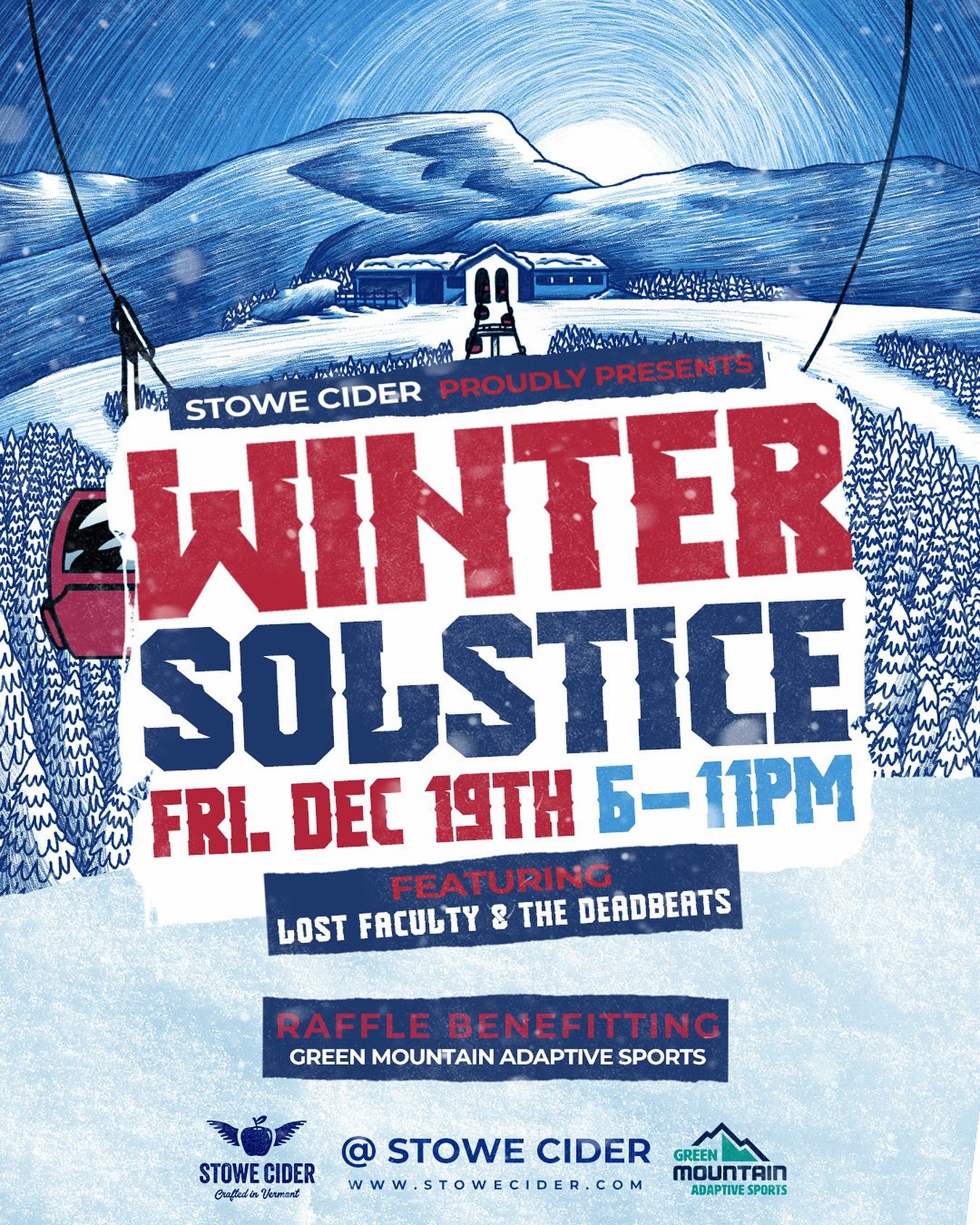 Winter Solstice Party - 12.19.25 ❄️

We&rsquo;re closing out the year the best way we know how: live music, good company, and giving back. Join us from 6&ndash;11PM for our annual Winter Solstice Party featuring The Deadbeats of Stowe and The Lost Fa