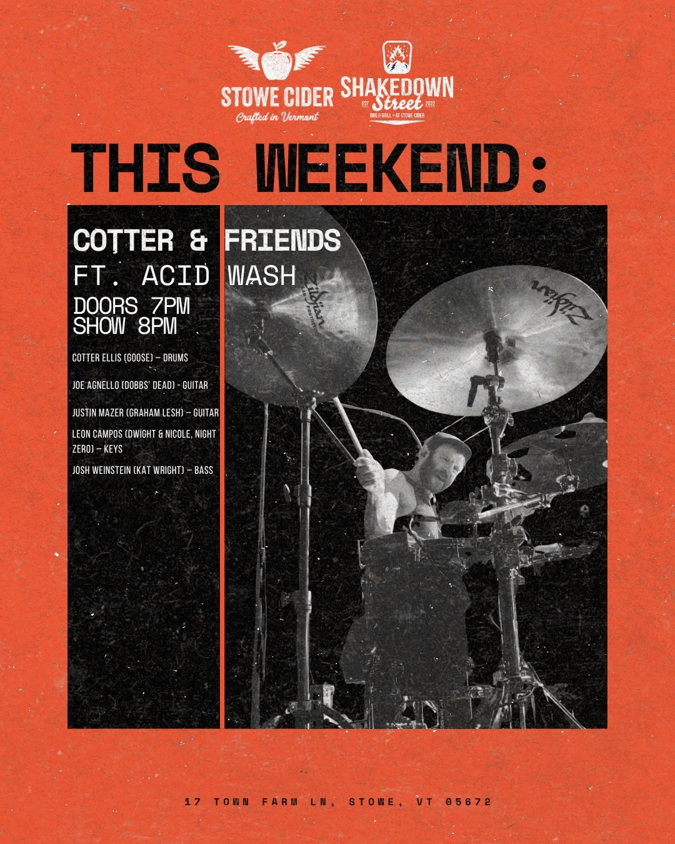 What&rsquo;s Shakin&rsquo; at Shakedown Street this weekend? Cotter &amp; Friends with special guest Acid Wash TOMORROW NIGHT‼️

@cotter.eyes of @goosetheband hits the Shakedown Stage tomorrow evening with @cotterandfriends - a rotating super-group o