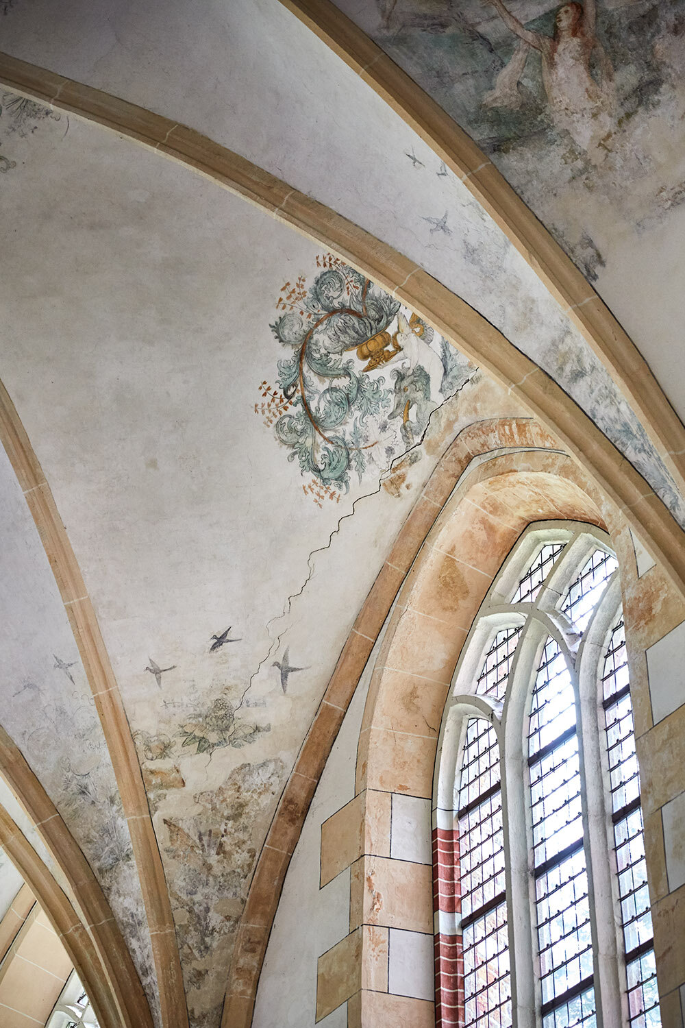 A crack in a church ceiling