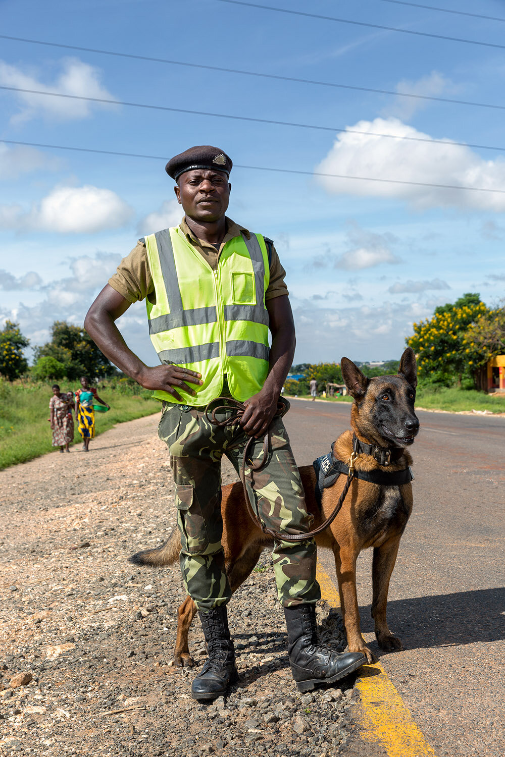  Wildlife Detection Dog Unit handler Peter and dog Tim, Lilongwe, Malawi, 2020. 