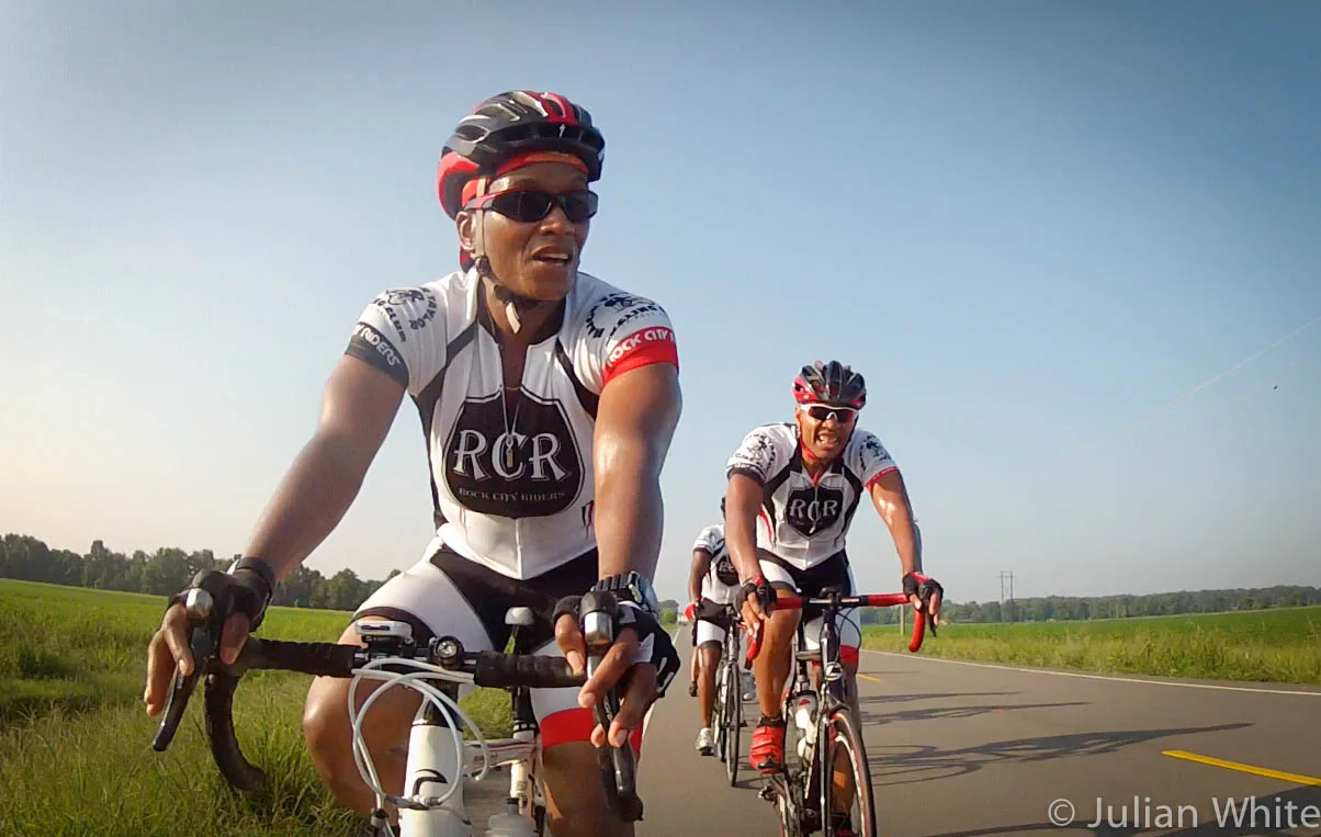 Sheila McDonald rides lead on a recent outing with the Major Taylor Cycling Club of Little Rock.