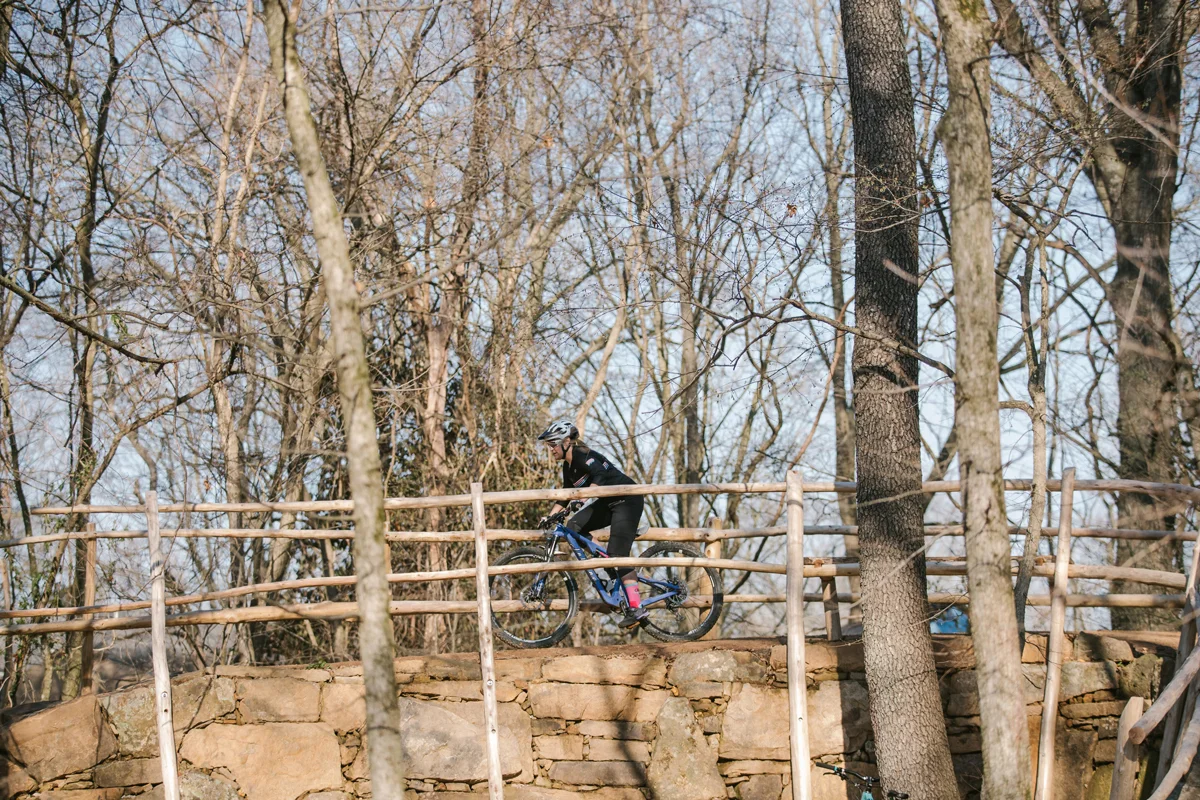 Where she rides - In keeping with Aimee’s can-do (-it-all) attitude, it’s impossible for her to pick a favorite local trail: “There is so much trail that is so good, whether it’s a technical or leisurely climb or a super flowy or rocky descent.” Nevertheless, there are a few standouts: “I love Coler Mountain Bike Preserve for the descents, whether it’s Cease and Desist (minus Drop the Hammer) or Rock Solid. They are both so different but honestly they’re the most fun downhill runs in the city. For climbing or an all-around trail, I really love Tatamagouche (because I love the name) and Medusa at Slaughter Pen.” You can find Aimee shredding these and other trails throughout Northwest Arkansas on her purple Juliana mountain bike (she’s an ambassador for the brand).