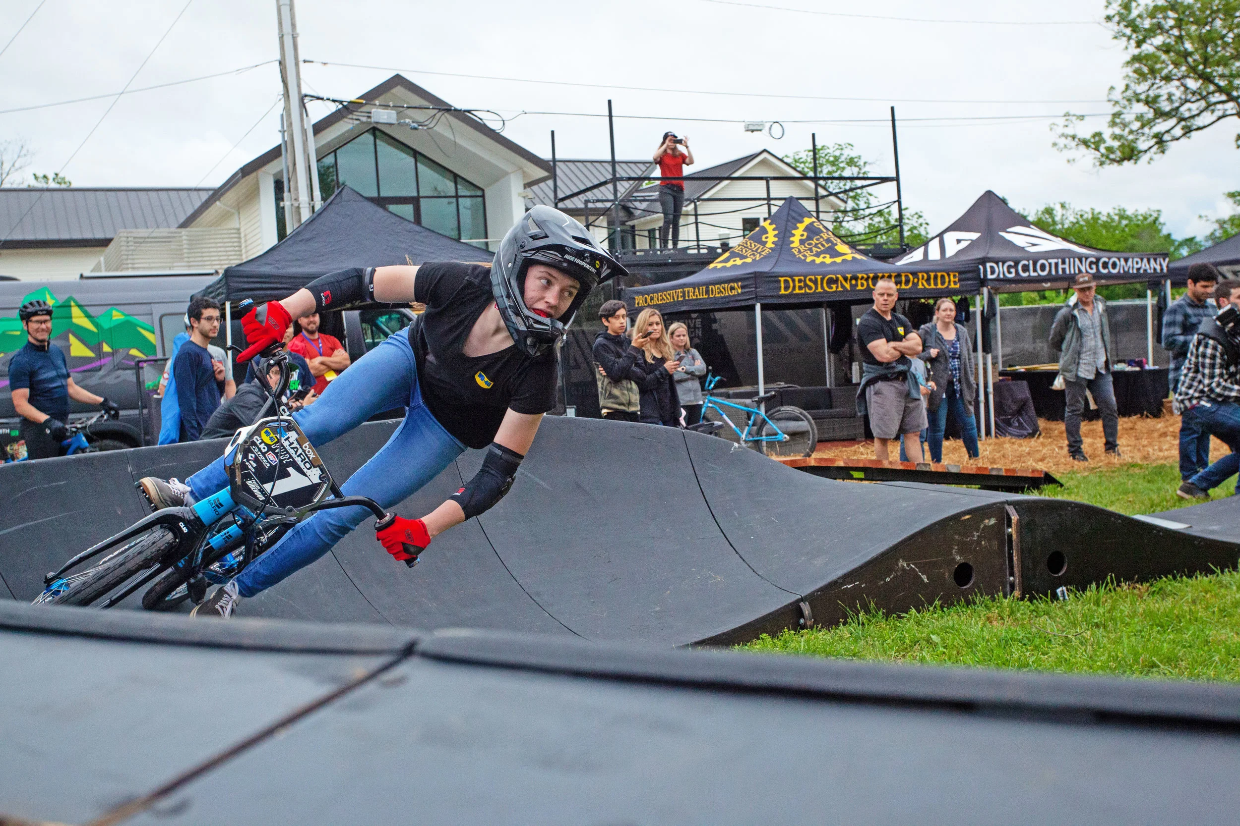GOING FOR IT: Payton Ridenour, a 16-year-old BMX champion from Pennsylvania, rides a pump track at the Women Shred event held in Bentonville in May.