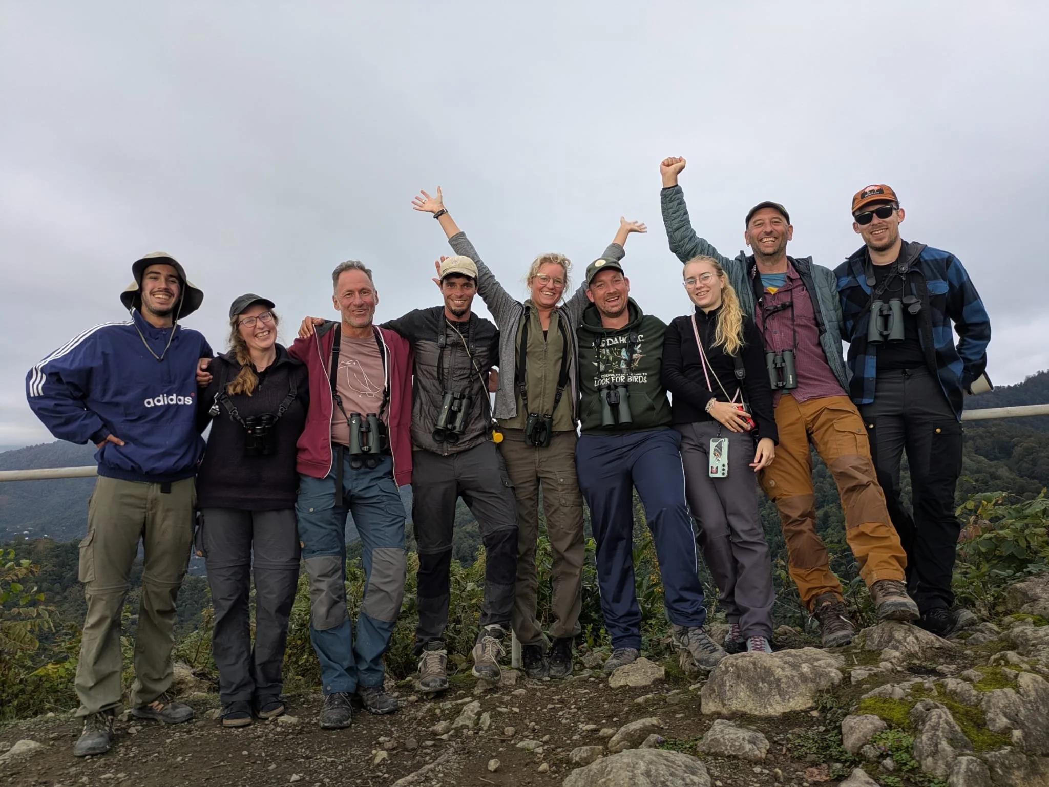 Exhausted but happy faces after a day with 170.000 raptors counted!