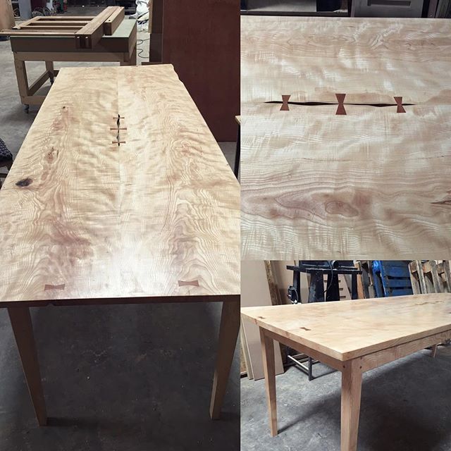 Part #liveedge #ash #diningtable ready to go out. With #cherrywood #dovetail keys. #bespokefurniture