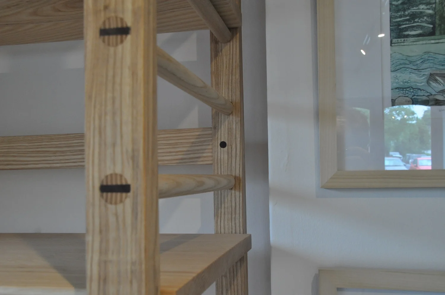 Ash and Walnut Ladder Shelving detail.JPG