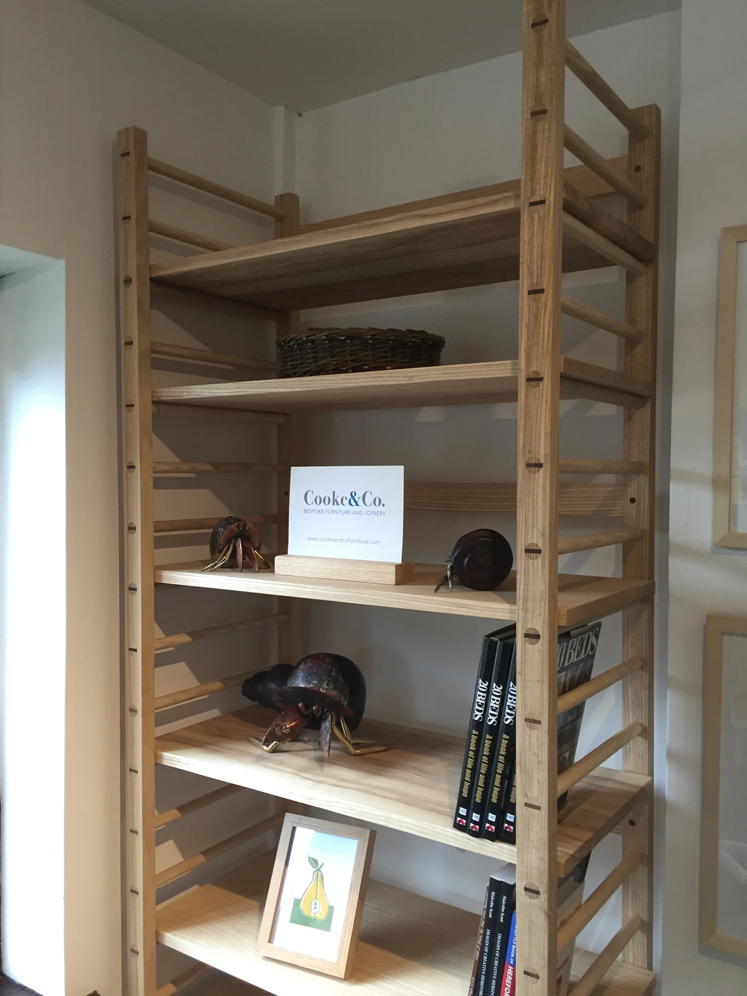 Ash and Walnut Ladder Shelving tall.JPG