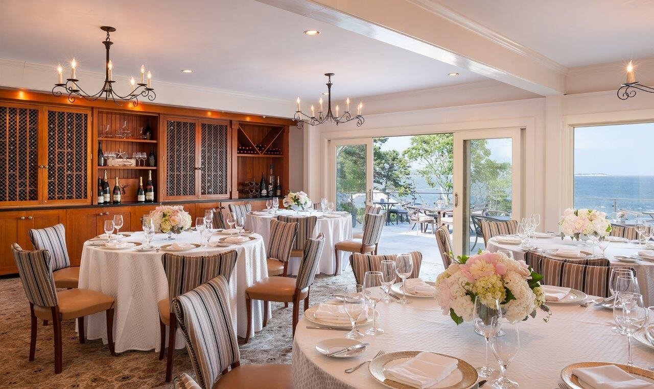 The Private Dining Room opens up to a patio overlooking Pleasant Bay. 