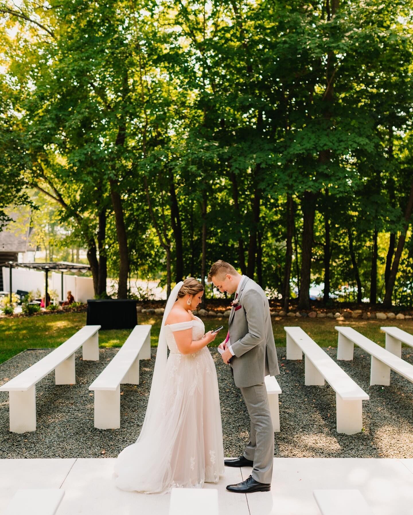 Kayla &amp; Andrew chose to write their own vows and share them privately after their first look 🥹🫶🏻 this sweet moment let them take their time and feel allllll their emotions, and they still said the traditional vows at the ceremony! With two pho