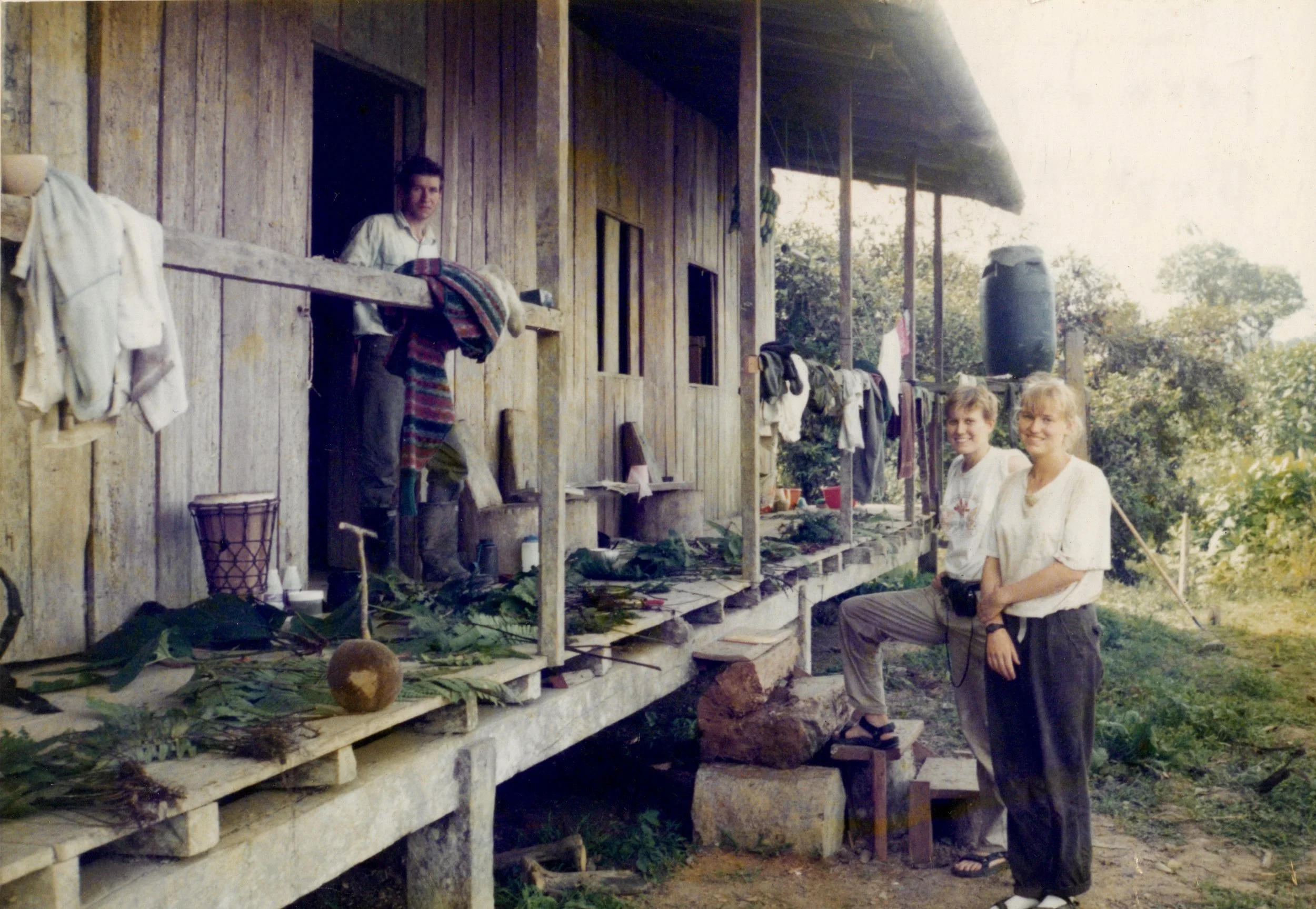   Bilsa Biological Station, coastal Ecuador, 1994   Fern day at Bilsa — we brought back more than 50 different species and laid them out on the porch before dinner. Endless pressing that night. 