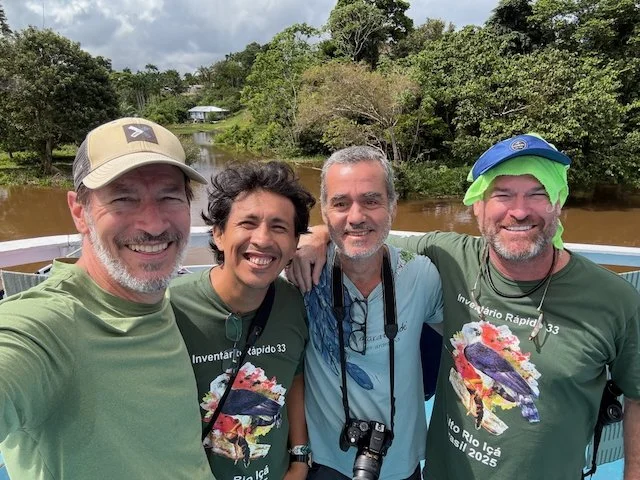 Nigel, Marcos Ríos, Beto Vicentini, and Chas Zartman on the upper Içá River, Brazil, 2025