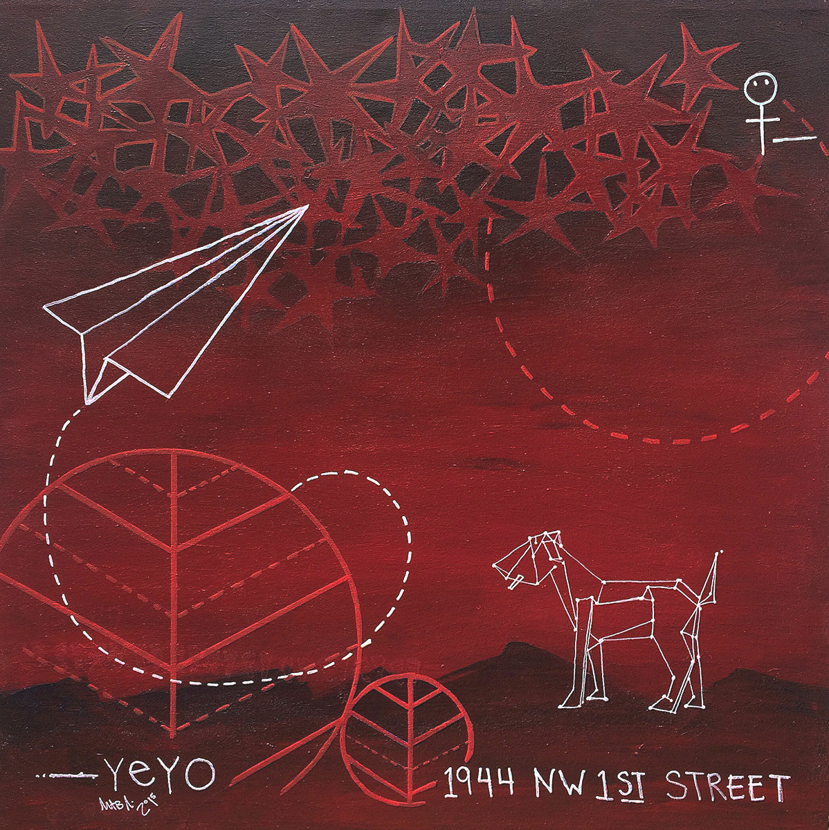 Mi Casa , 2015, Acrylic and Paint Marker on Canvas, 36” x 36’, Collection of the Artist