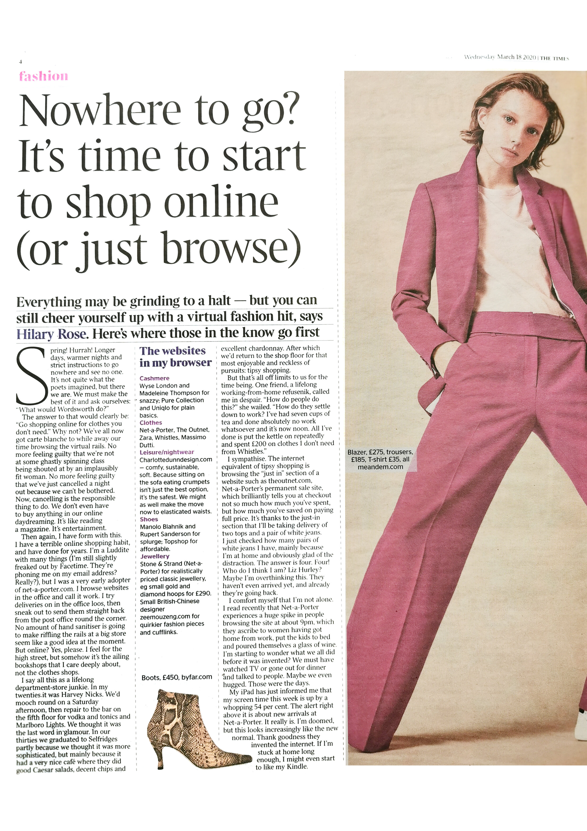 The TIMES newspaper March 18 2020