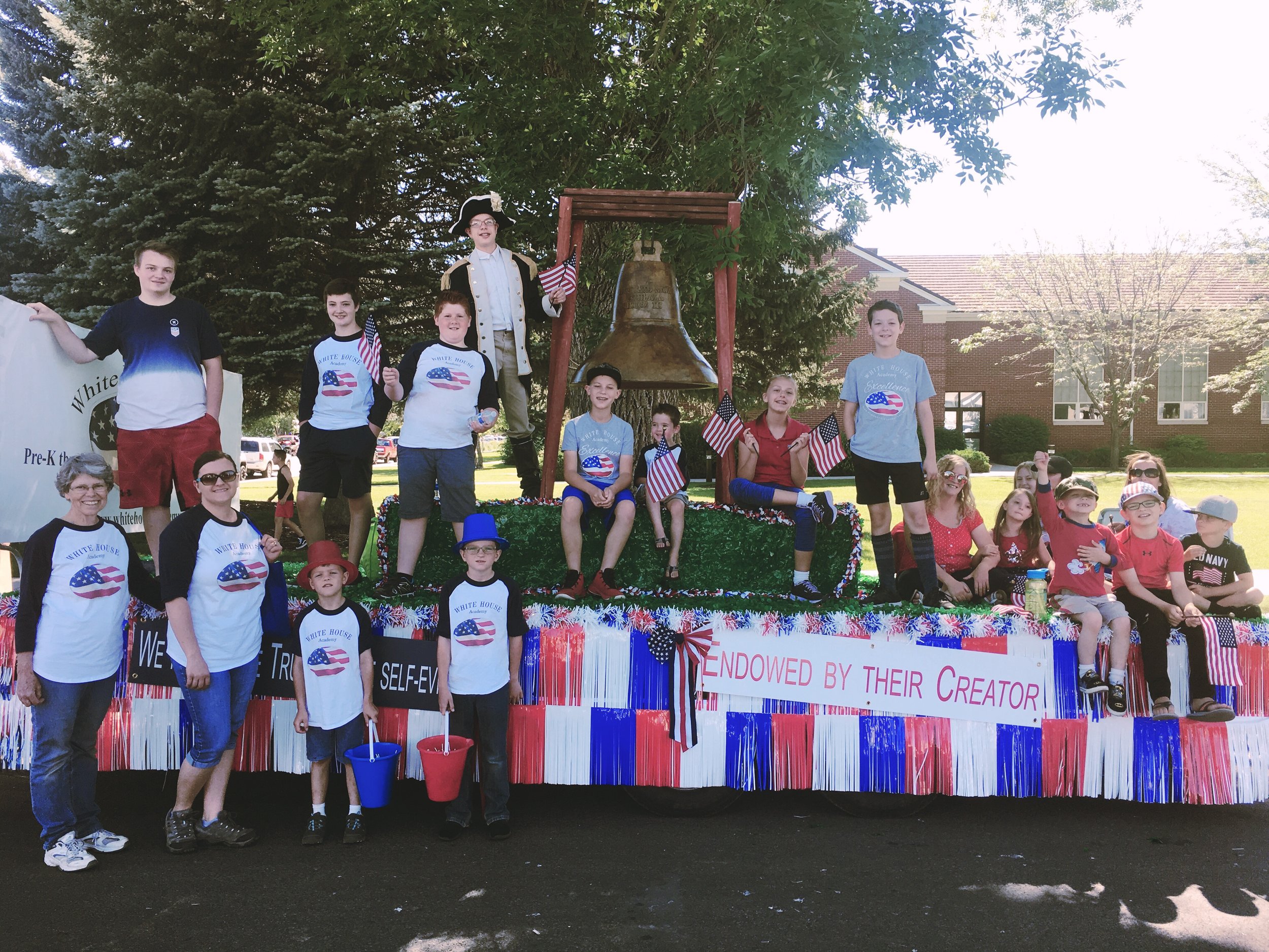 White House Academy students and teachers waiting patiently for their turn in the 4th of July parade!
