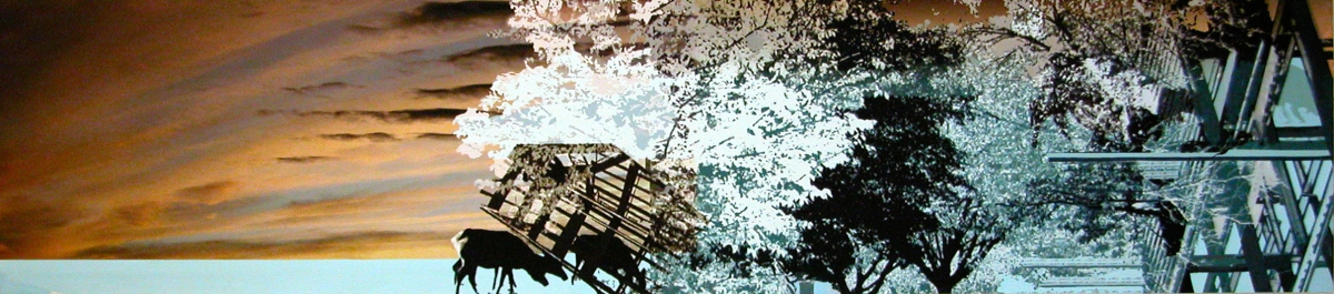 Shed, gouache, pigmented print, mixed media on paper, 13 x 60"