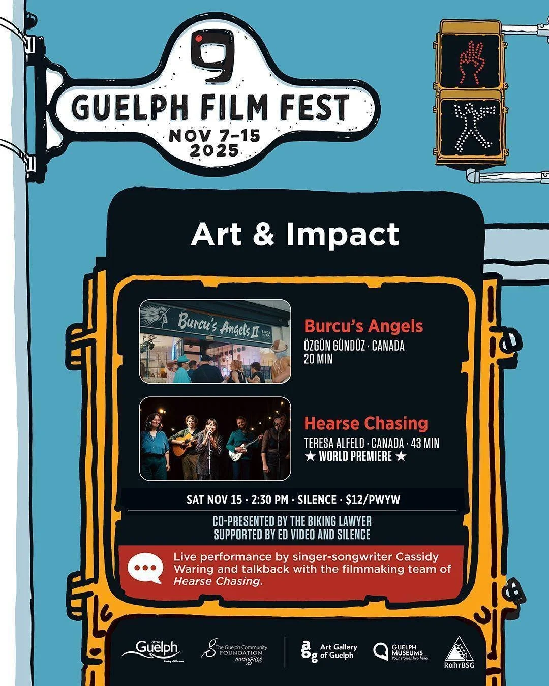 Two docs AND a live music performance by Vancouver-based singer-songwriter Cassidy Waring?!!! There is so much artistic awesomeness packed into this one event!
HEARSE CHASING w. BURCU’S ANGELS
Sat Nov 15 | 2:30pm | Silence
Co-presented by The