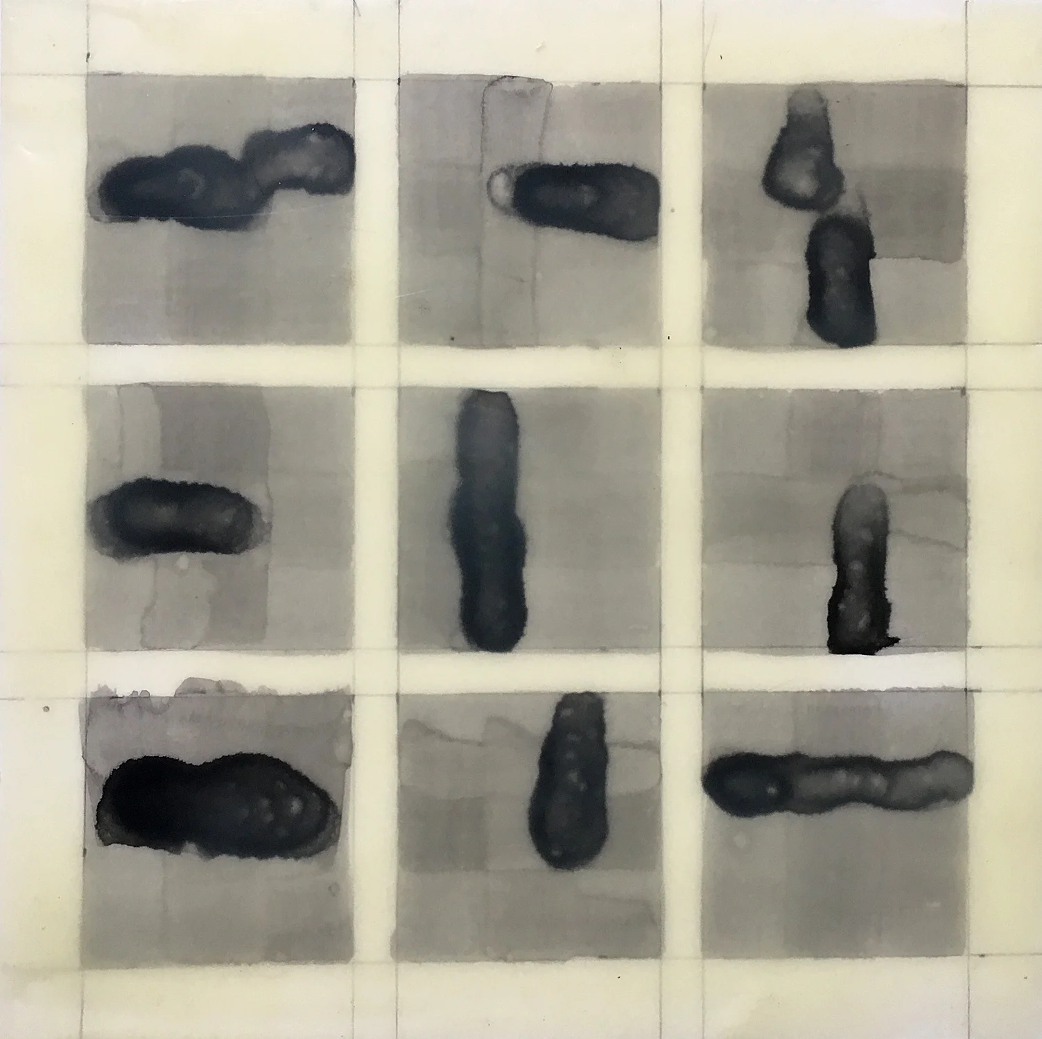 ink and encaustic on clay board