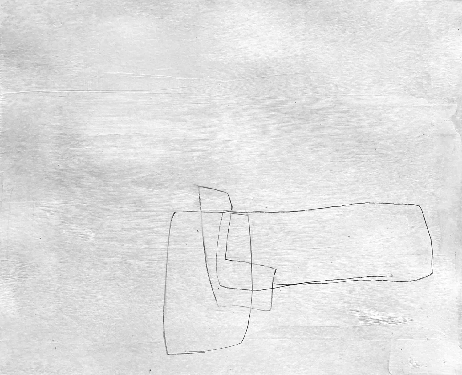 Drawing, 2022  15" x 12"  pencil and gesso on paper