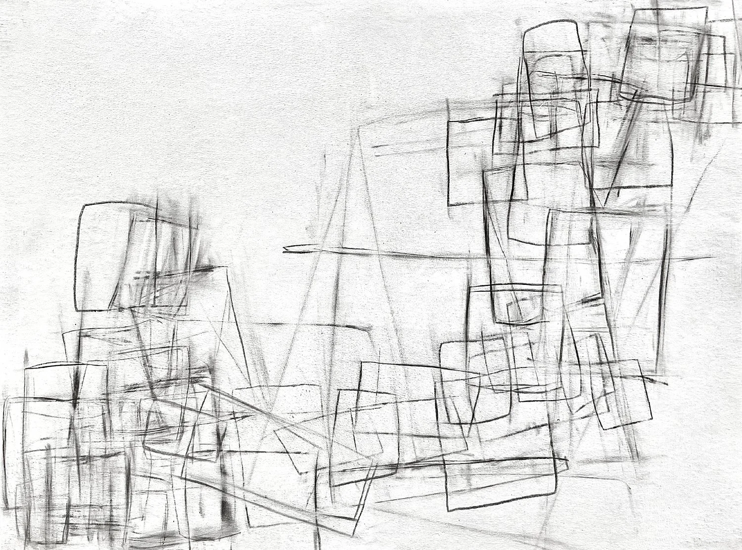 Drawing, 2022  12" x 9"  pencil and gesso on paper