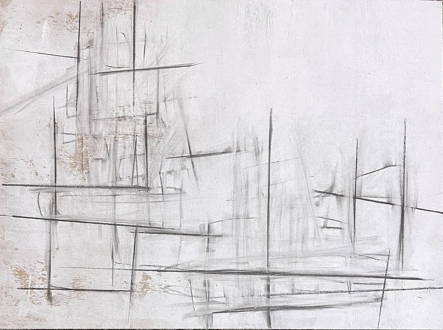 Drawing, 2022  12" x 9"  pencil and gesso on paper