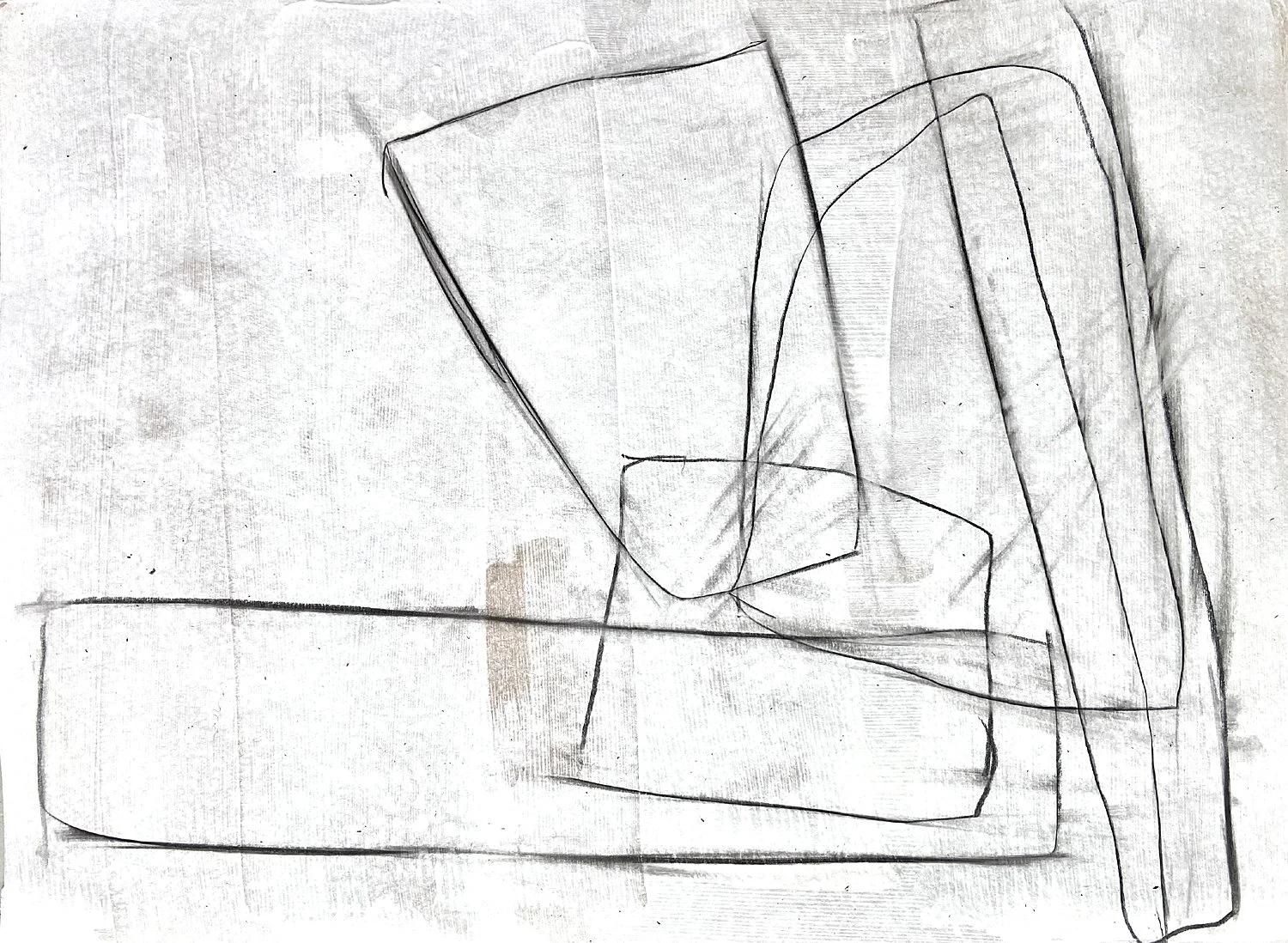 Drawing, 2022  12" x 9"  pencil and gesso on paper