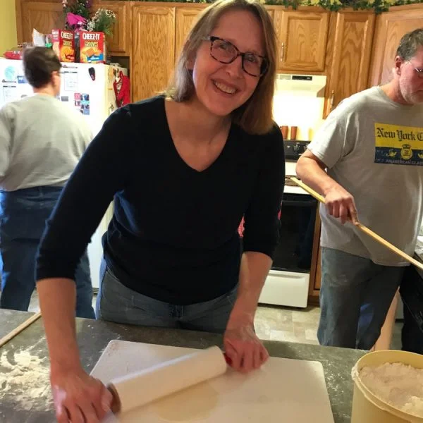 Nancy making lefse at her Mom’s